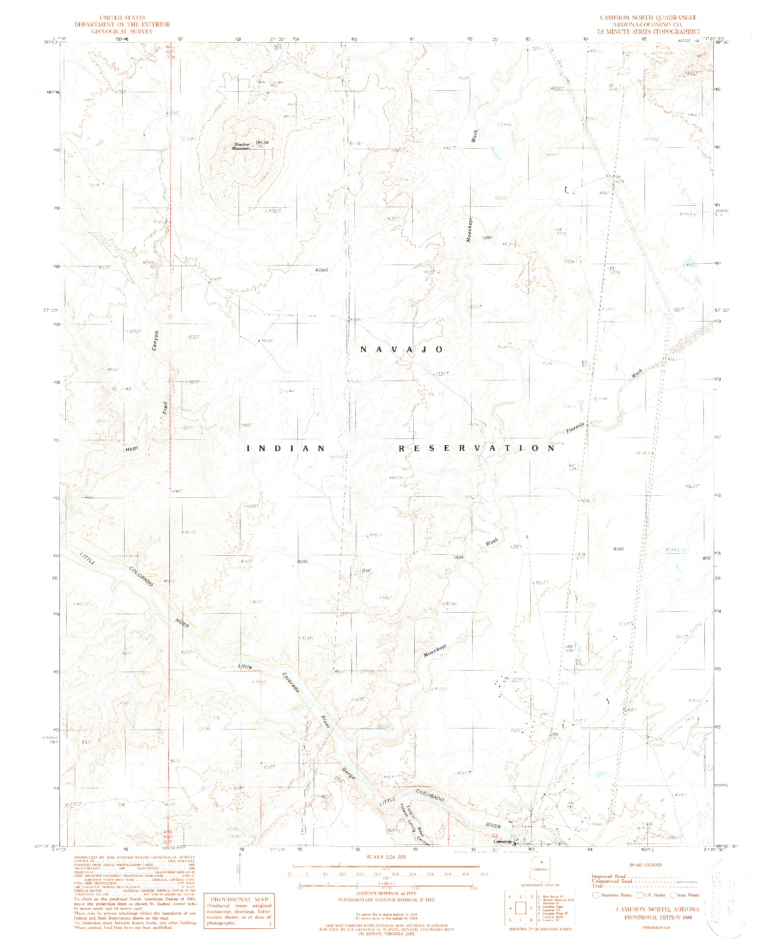 USGS 1:24000-SCALE QUADRANGLE FOR CAMERON NORTH, AZ 1988