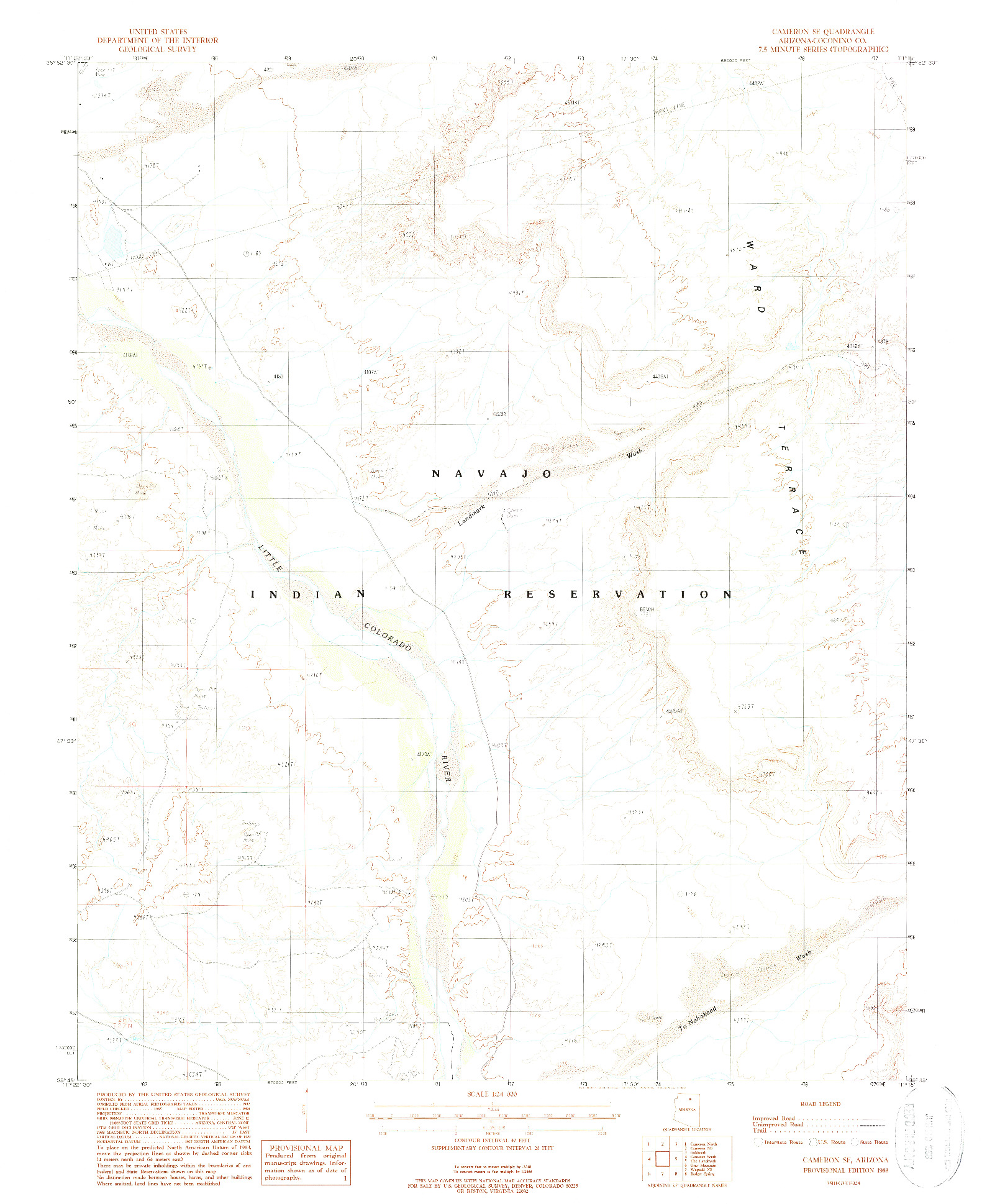 USGS 1:24000-SCALE QUADRANGLE FOR CAMERON SE, AZ 1988