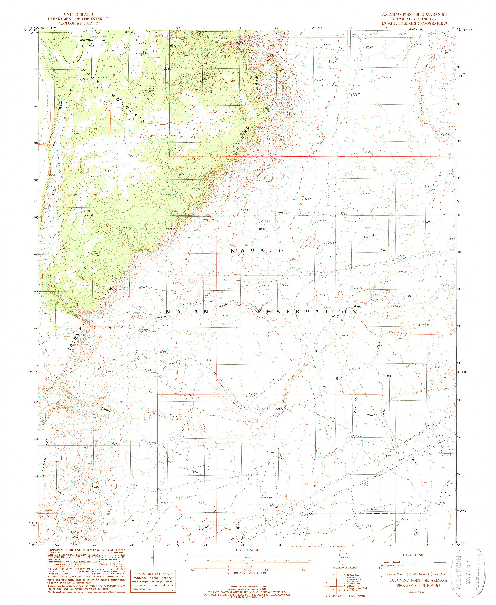 USGS 1:24000-SCALE QUADRANGLE FOR COCONINO POINT SE, AZ 1988