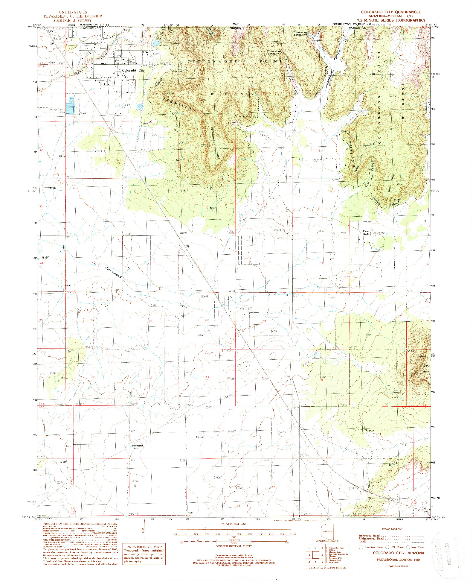 USGS 1:24000-SCALE QUADRANGLE FOR COLORADO CITY, AZ 1988