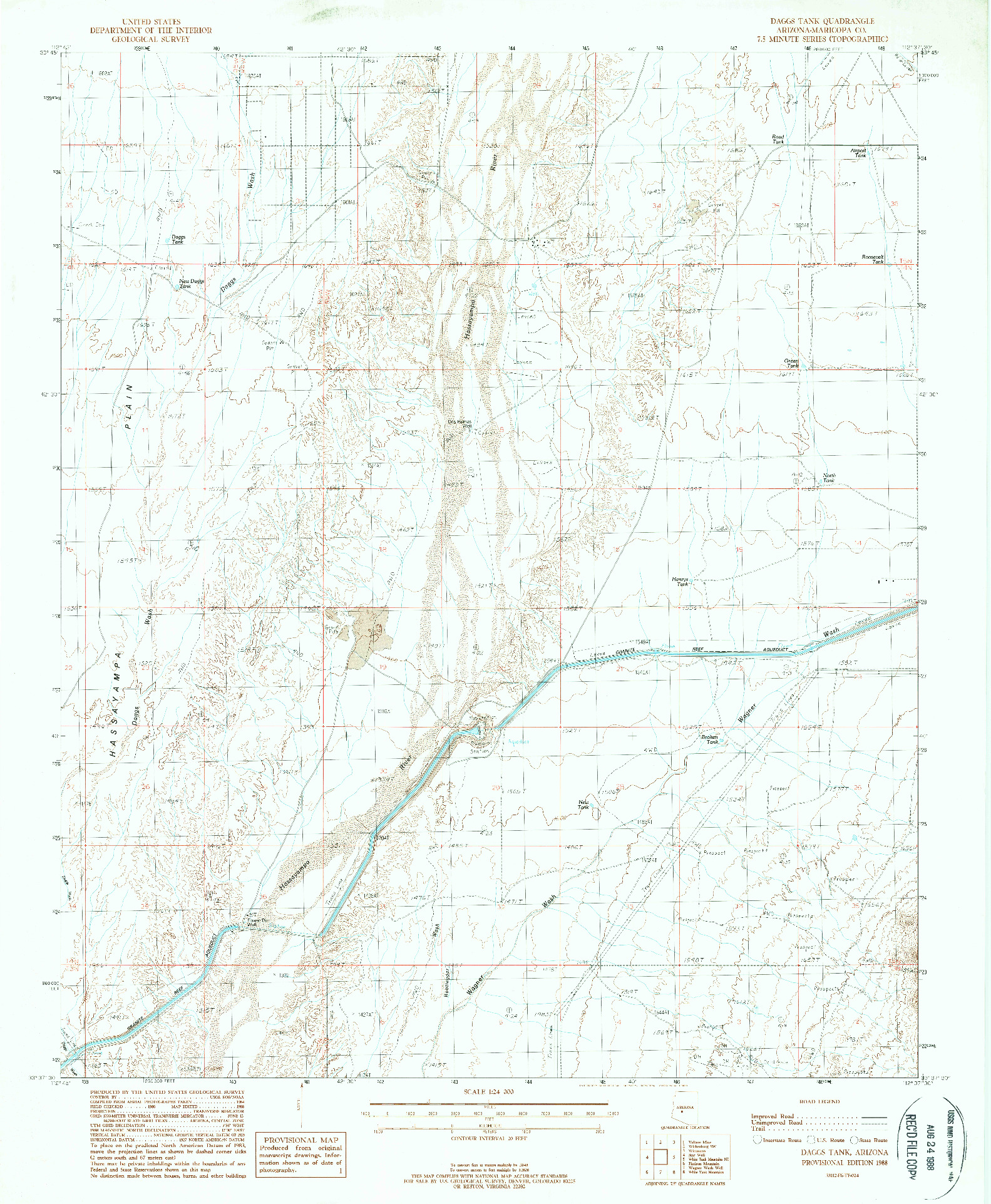 USGS 1:24000-SCALE QUADRANGLE FOR DAGGS TANK, AZ 1988
