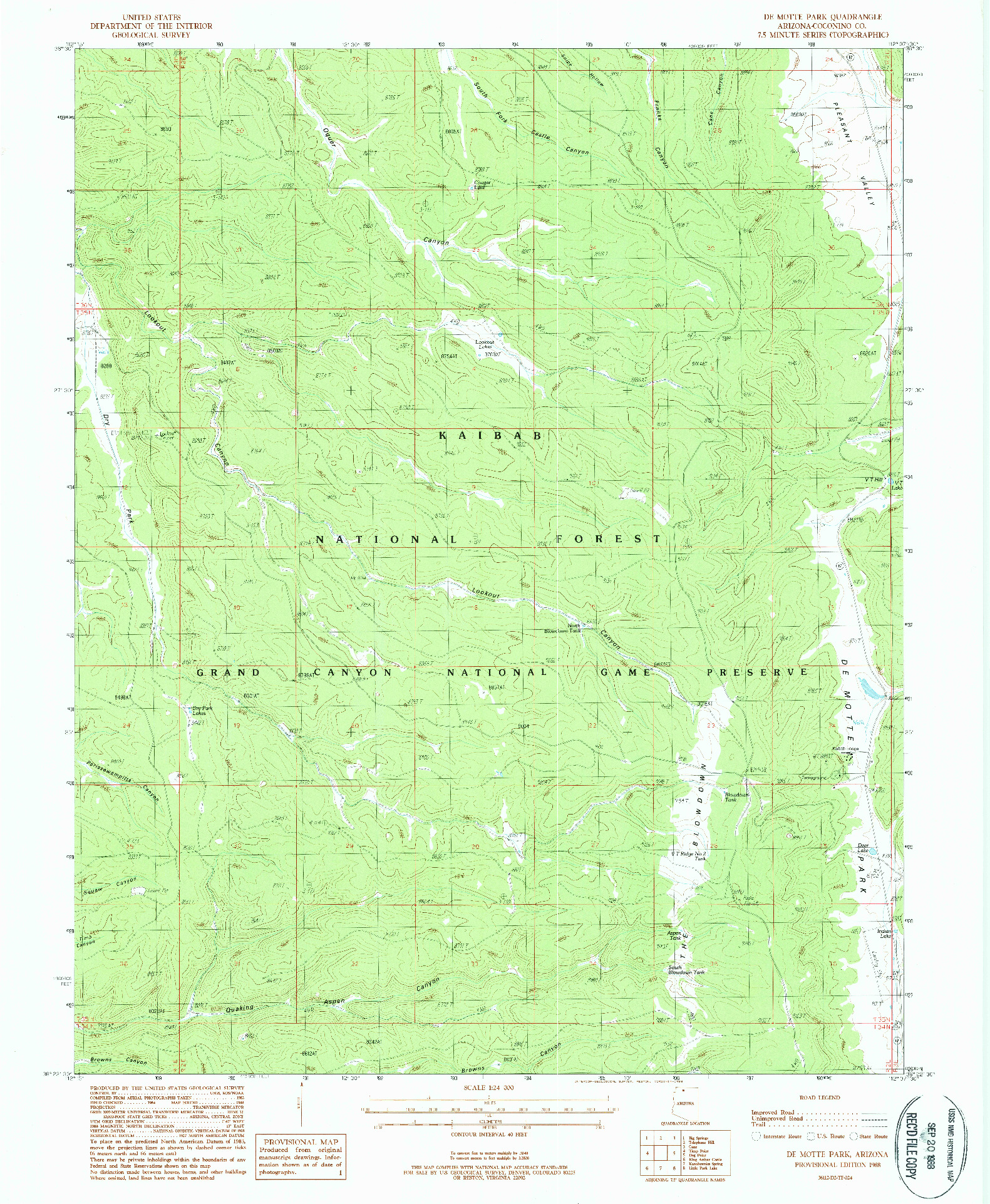 USGS 1:24000-SCALE QUADRANGLE FOR DE MOTTE PARK, AZ 1988