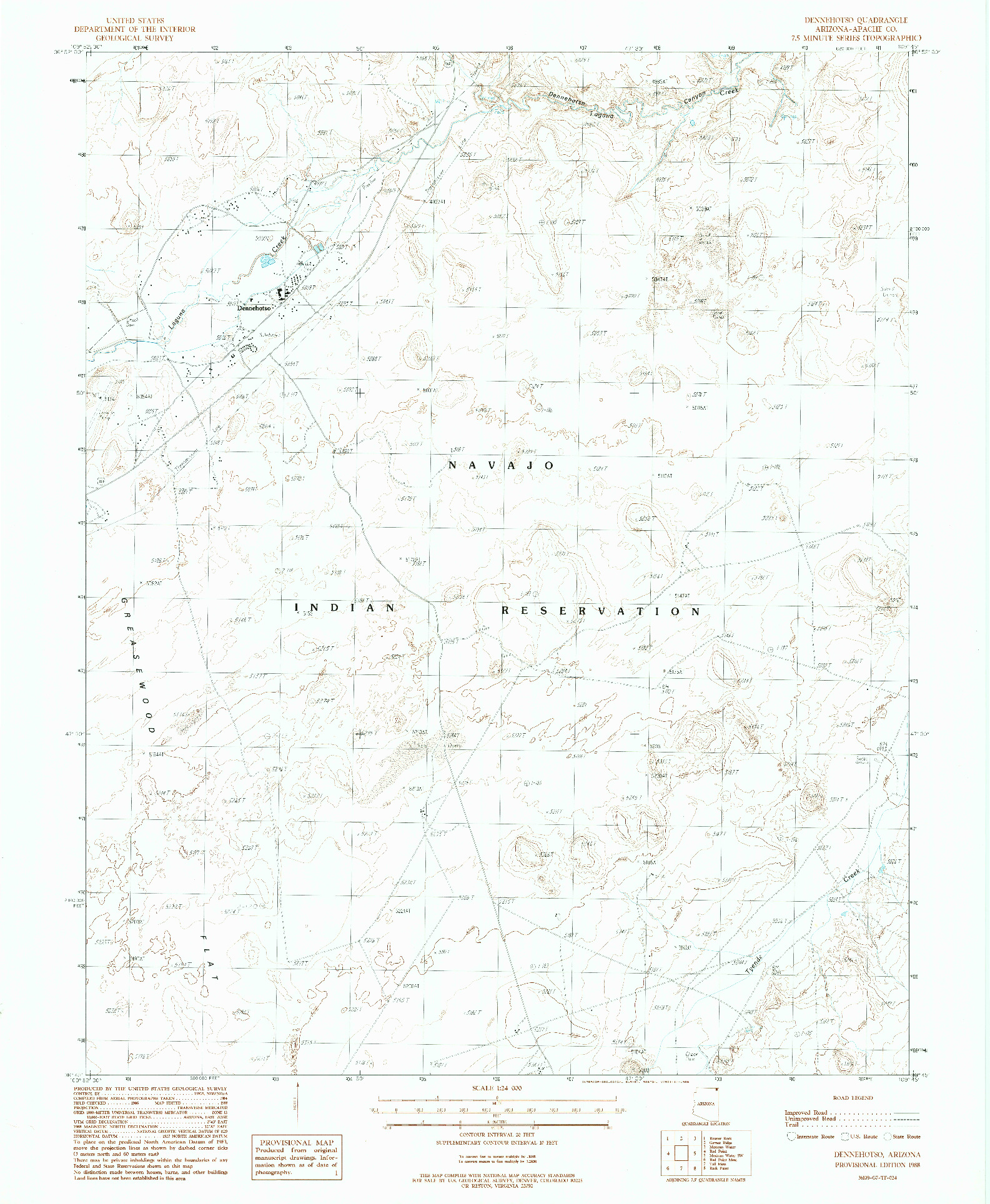 USGS 1:24000-SCALE QUADRANGLE FOR DENNEHOTSO, AZ 1988