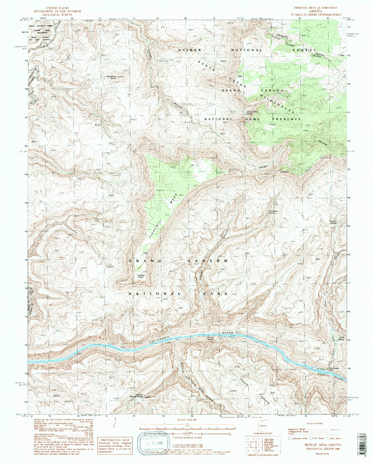 USGS 1:24000-SCALE QUADRANGLE FOR FISHTAIL MESA, AZ 1988