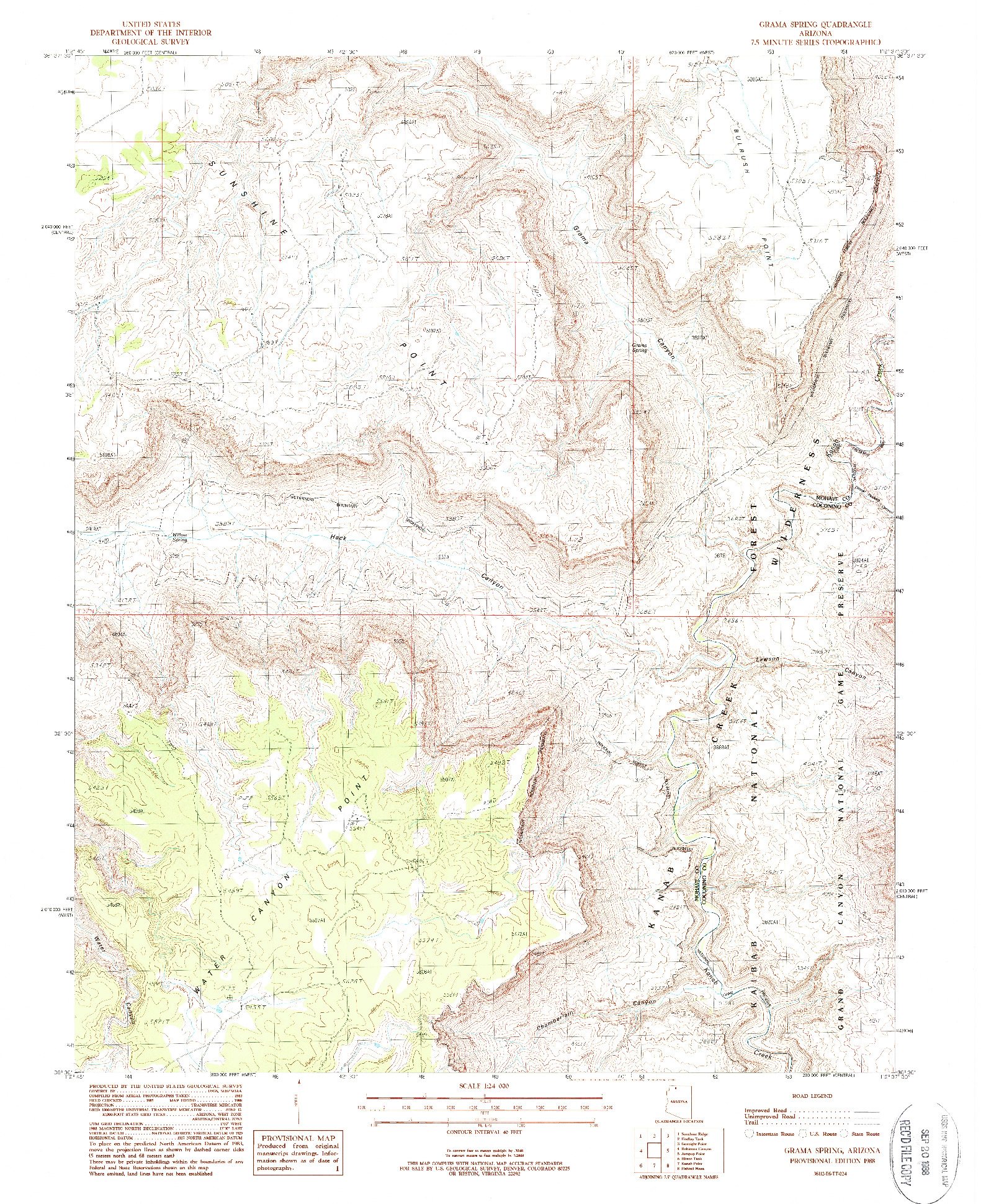 USGS 1:24000-SCALE QUADRANGLE FOR GRAMA SPRING, AZ 1988