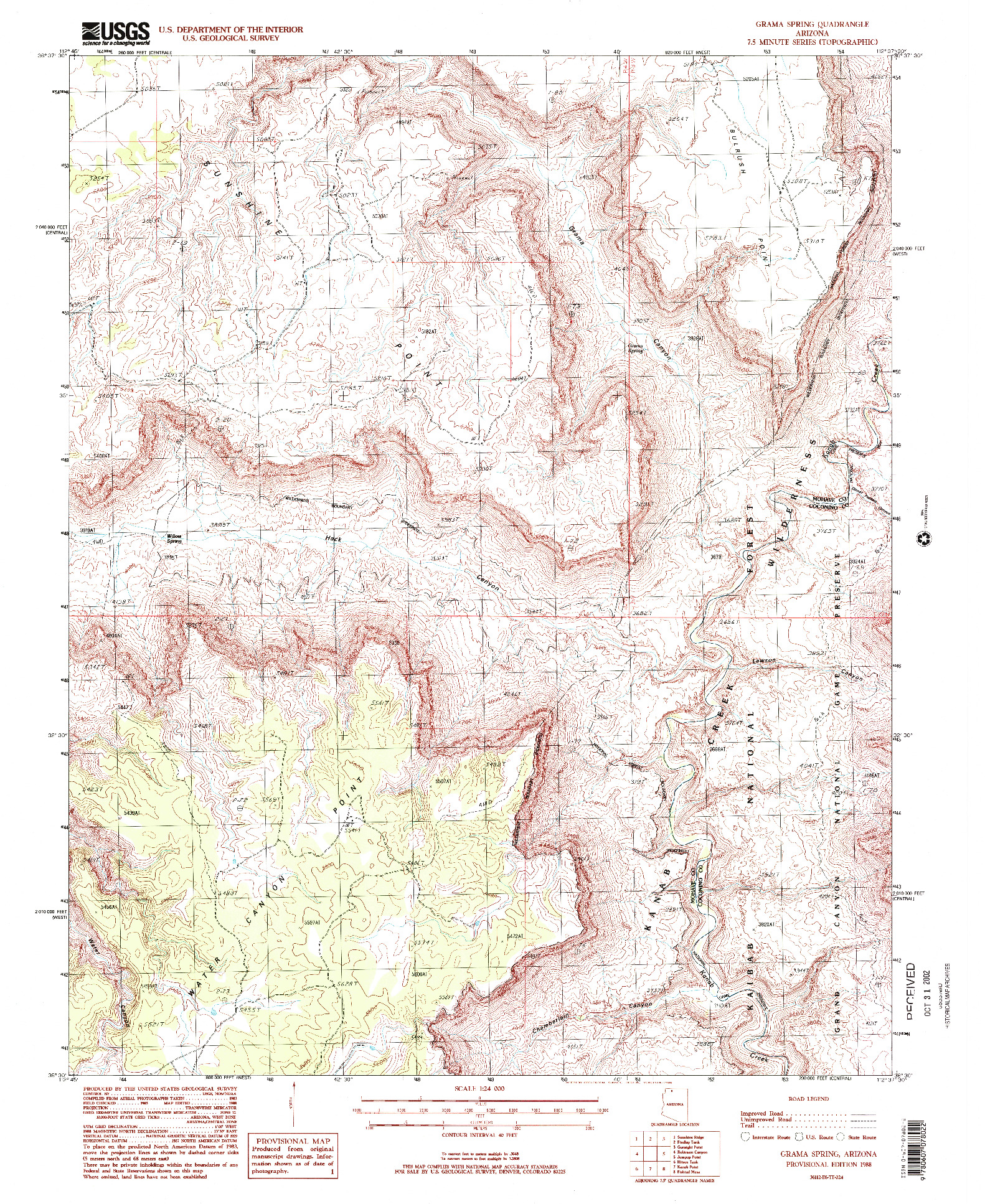 USGS 1:24000-SCALE QUADRANGLE FOR GRAMA SPRING, AZ 1988