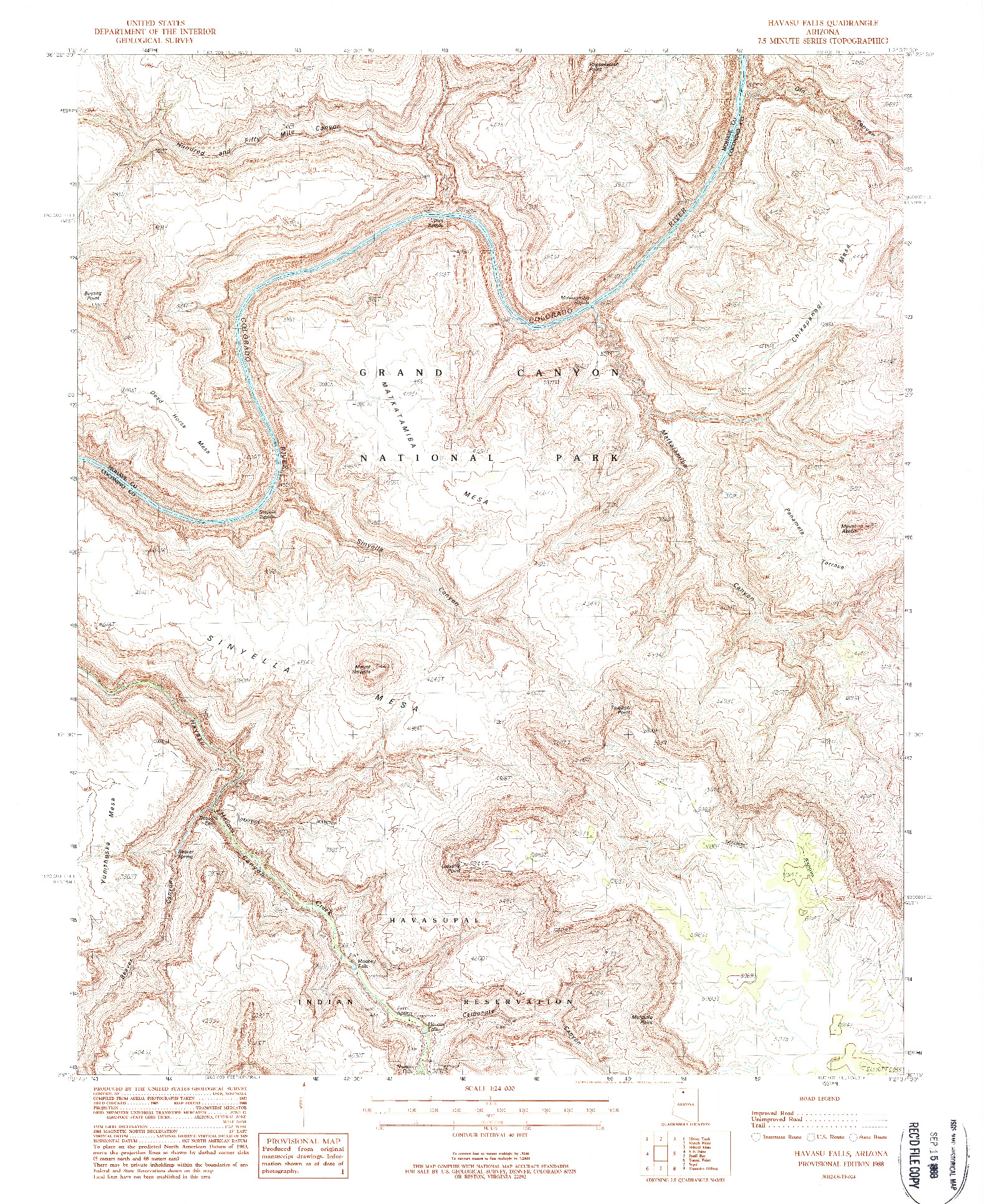 USGS 1:24000-SCALE QUADRANGLE FOR HAVASU FALLS, AZ 1988