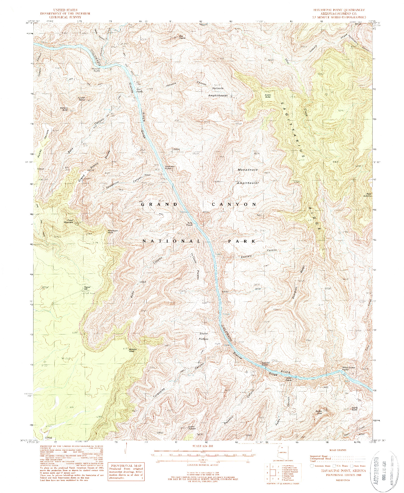 USGS 1:24000-SCALE QUADRANGLE FOR HAVASUPAI POINT, AZ 1988