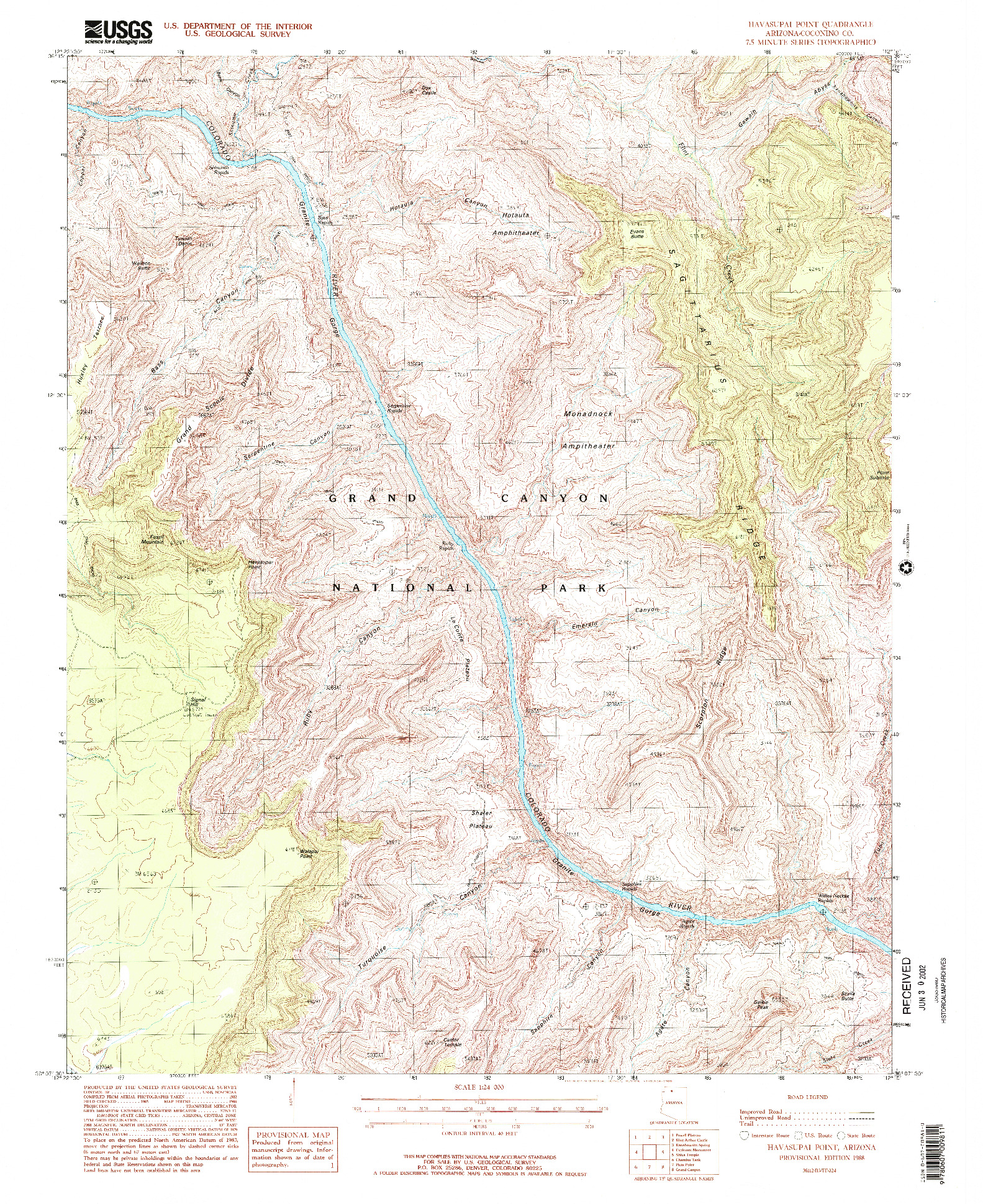 USGS 1:24000-SCALE QUADRANGLE FOR HAVASUPAI POINT, AZ 1988