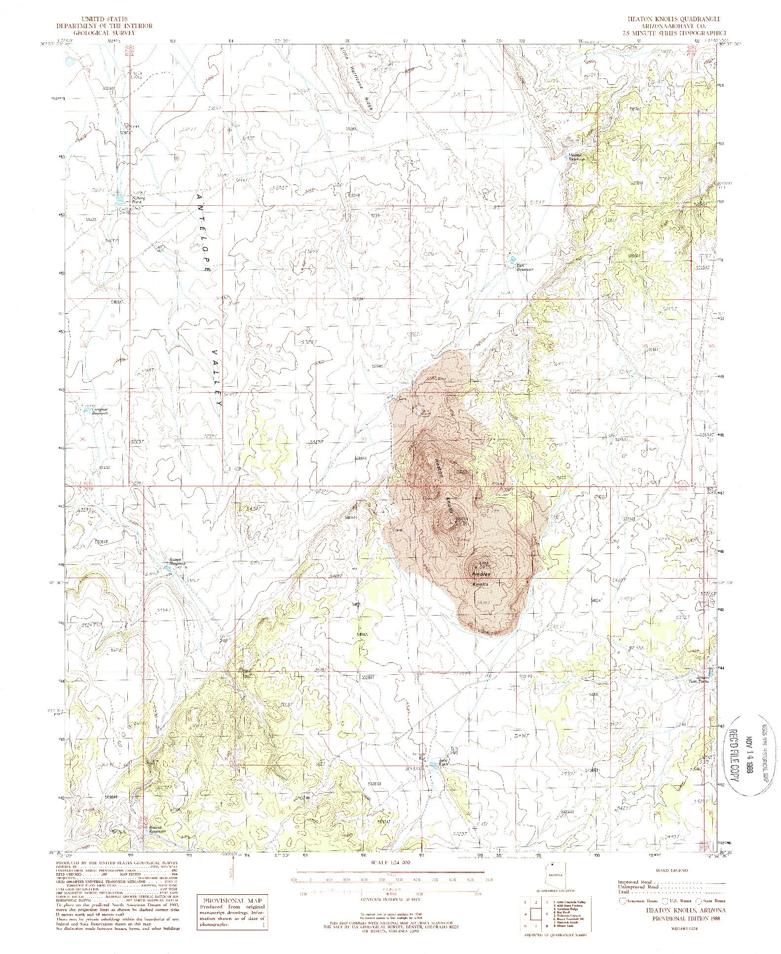 USGS 1:24000-SCALE QUADRANGLE FOR HEATON KNOLLS, AZ 1988