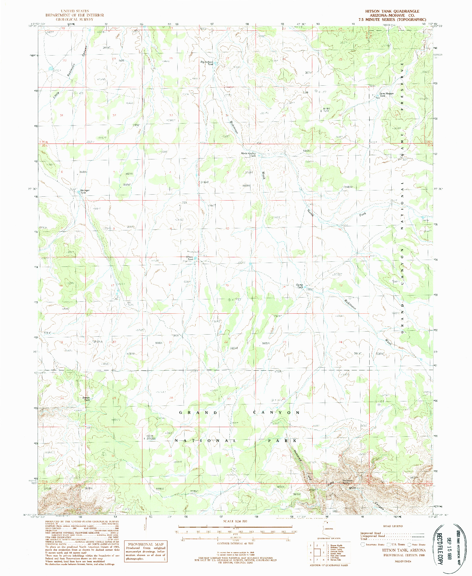 USGS 1:24000-SCALE QUADRANGLE FOR HITSON TANK, AZ 1988