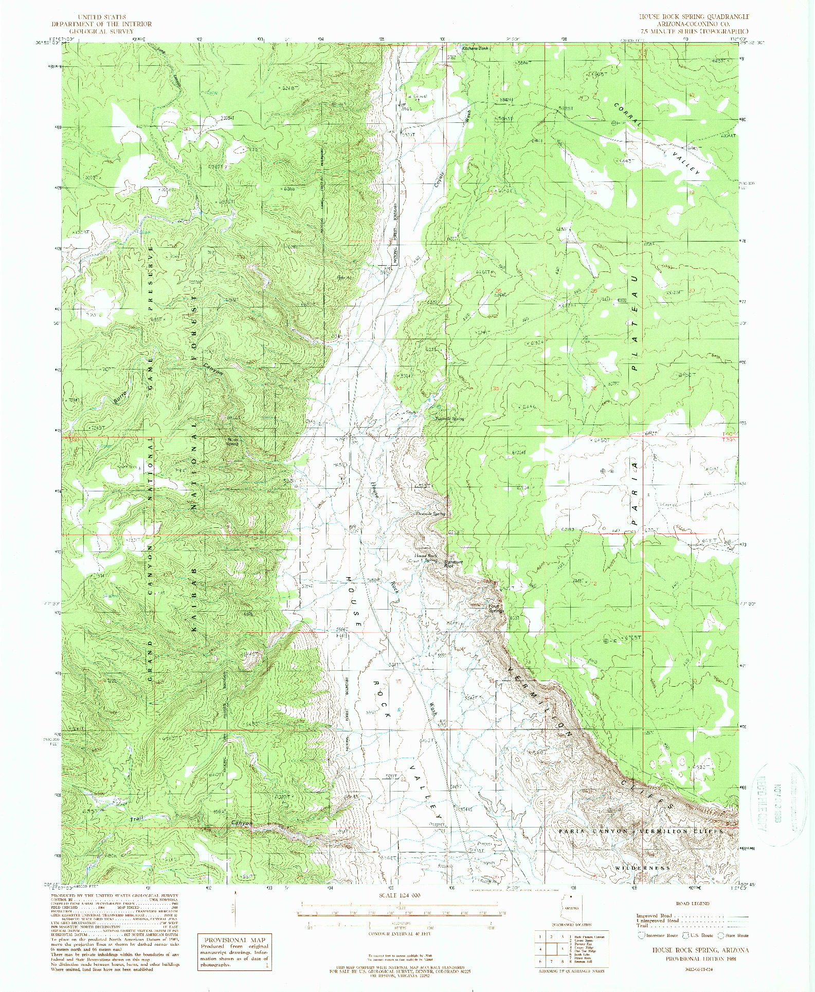 USGS 1:24000-SCALE QUADRANGLE FOR HOUSE ROCK SPRING, AZ 1988