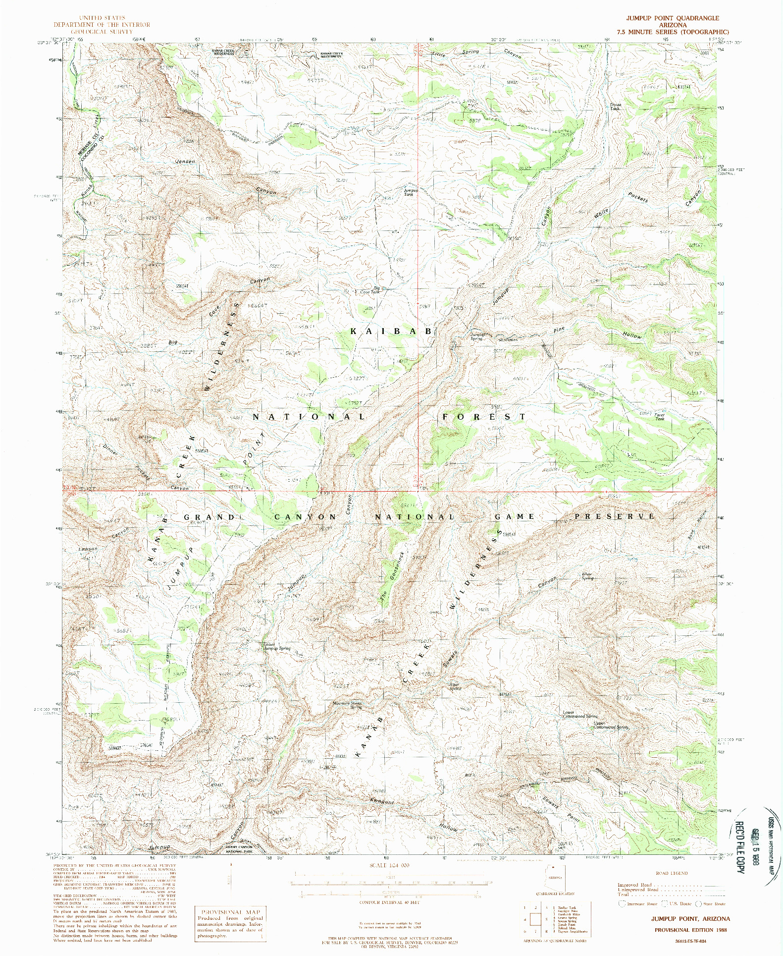 USGS 1:24000-SCALE QUADRANGLE FOR JUMPUP POINT, AZ 1988