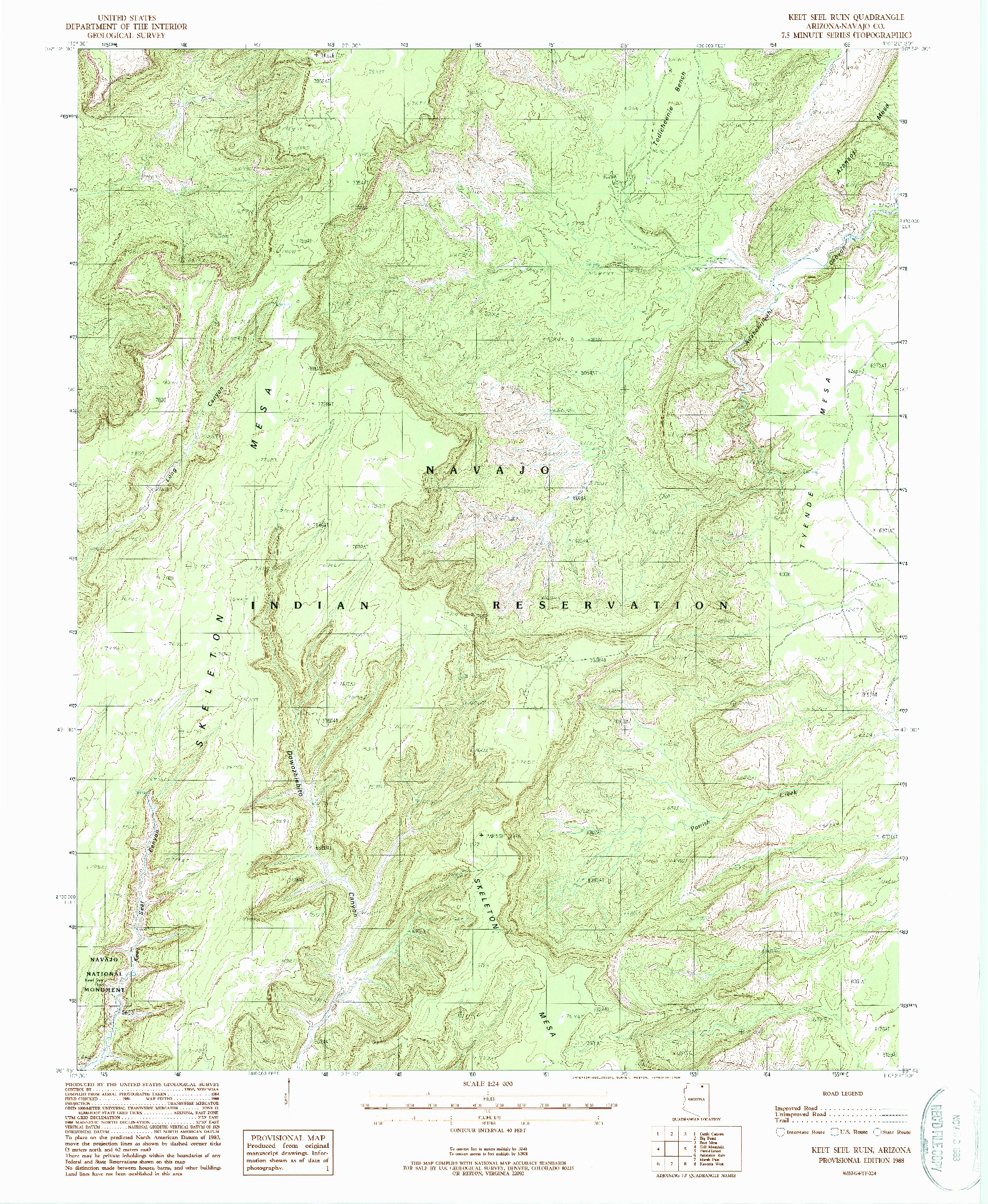 USGS 1:24000-SCALE QUADRANGLE FOR KEET SEEL RUIN, AZ 1988