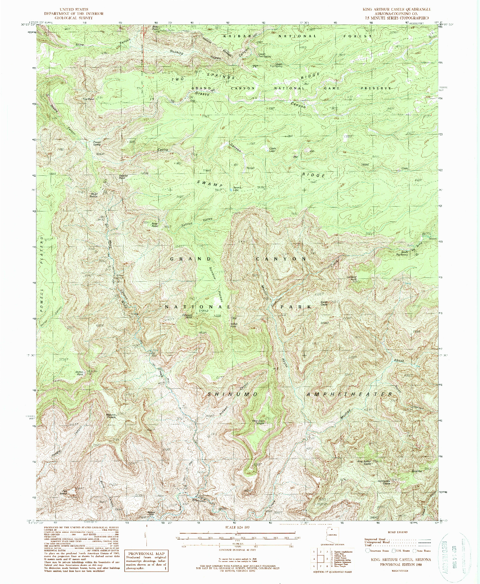 USGS 1:24000-SCALE QUADRANGLE FOR KING ARTHUR CASTLE, AZ 1988