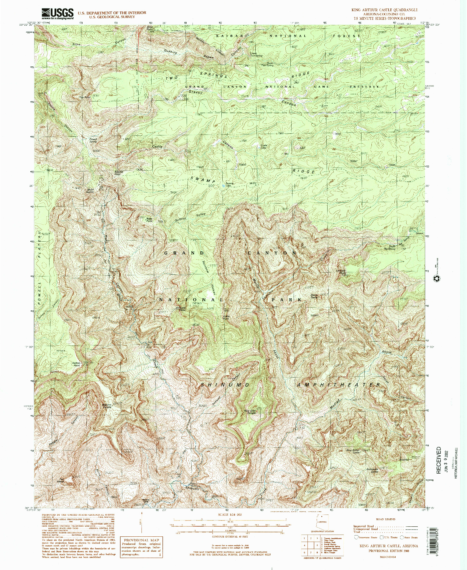 USGS 1:24000-SCALE QUADRANGLE FOR KING ARTHUR CASTLE, AZ 1988