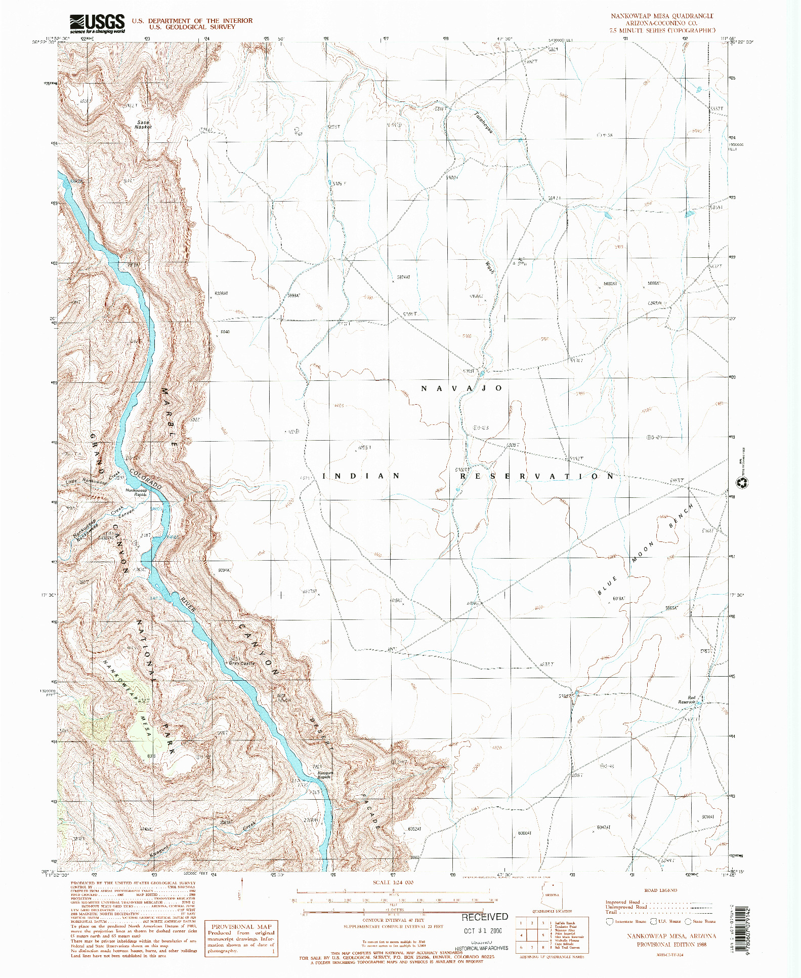 USGS 1:24000-SCALE QUADRANGLE FOR NANKOWEAP MESA, AZ 1988