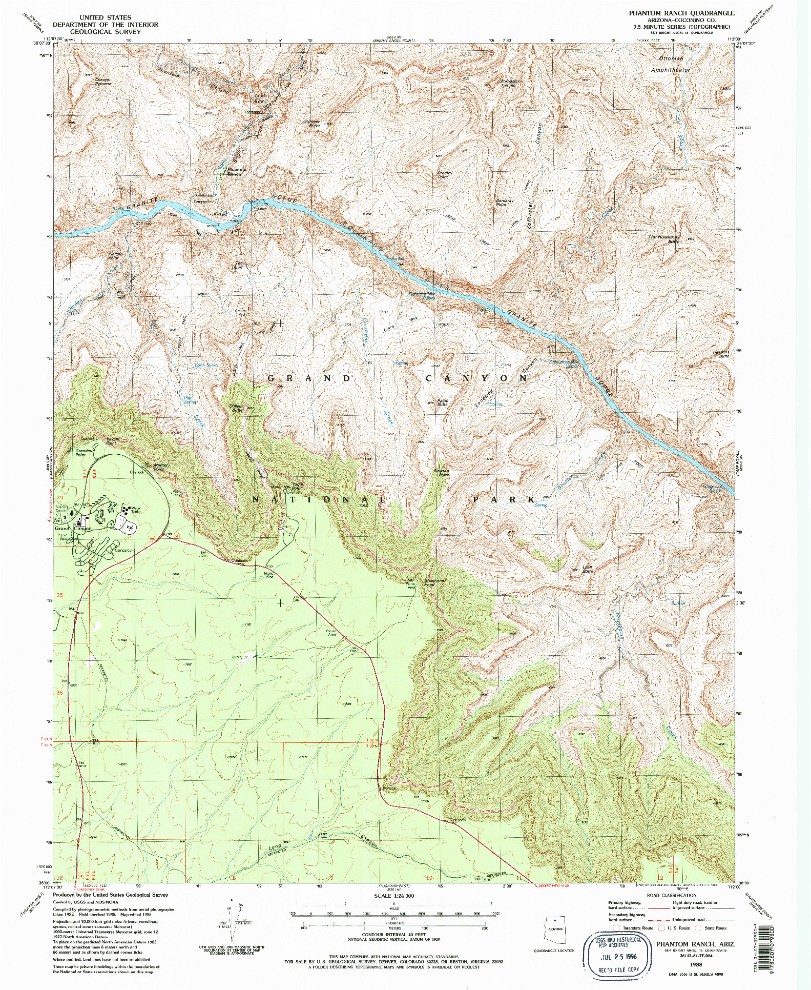 USGS 1:24000-SCALE QUADRANGLE FOR PHANTOM RANCH, AZ 1988