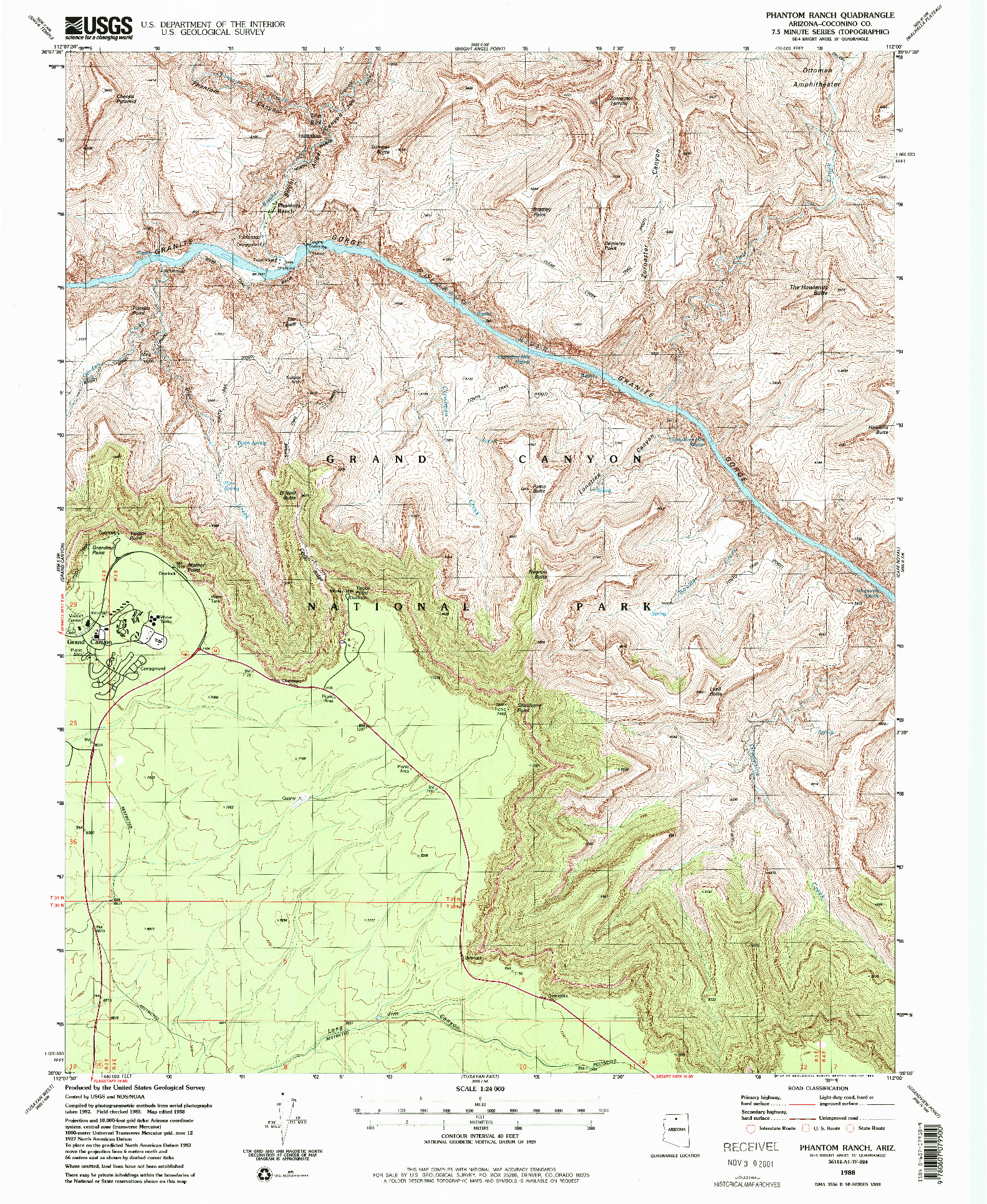 USGS 1:24000-SCALE QUADRANGLE FOR PHANTOM RANCH, AZ 1988