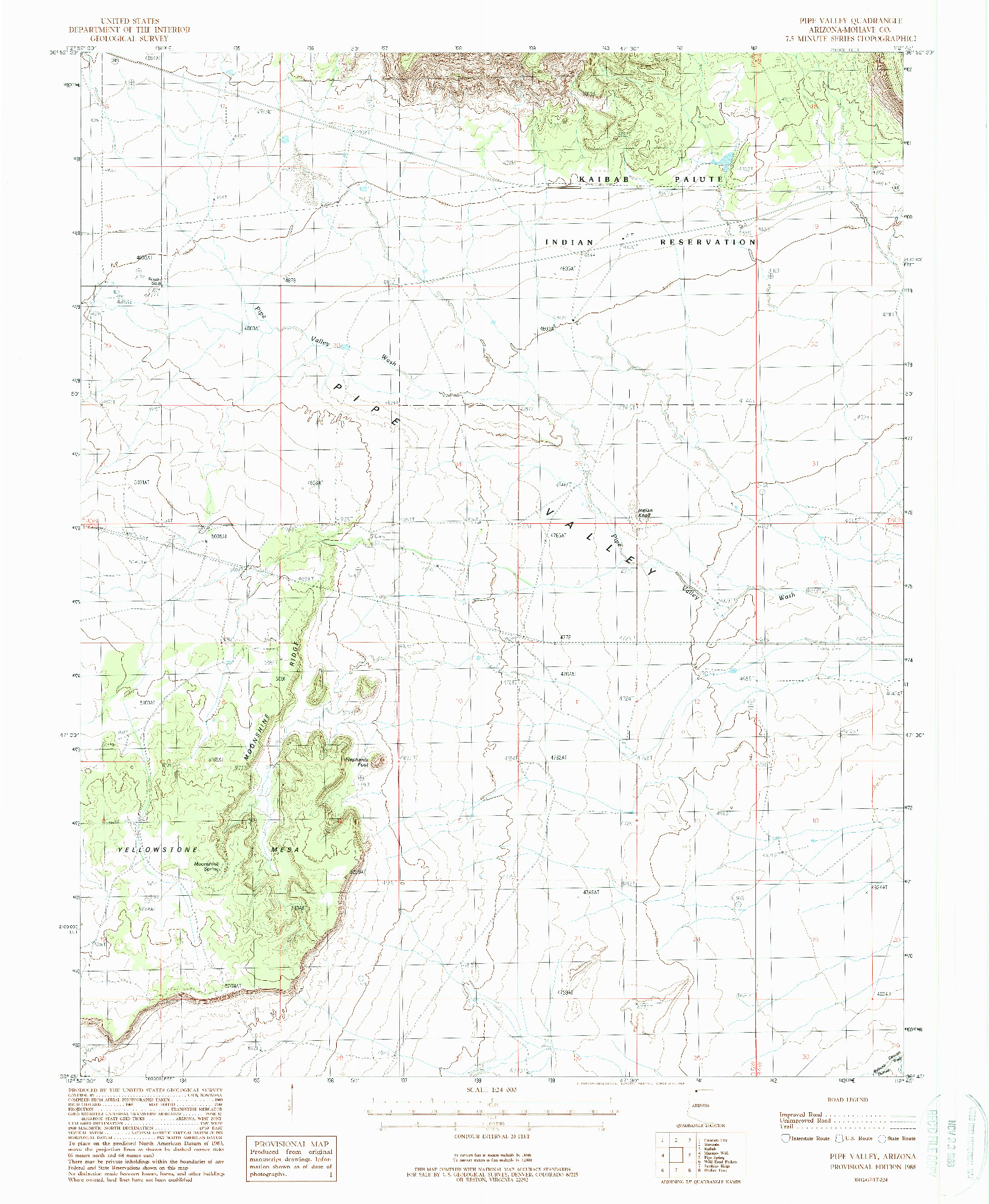 USGS 1:24000-SCALE QUADRANGLE FOR PIPE VALLEY, AZ 1988