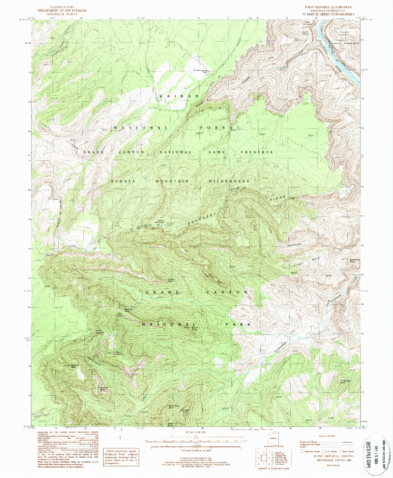 USGS 1:24000-SCALE QUADRANGLE FOR POINT IMPERIAL, AZ 1988