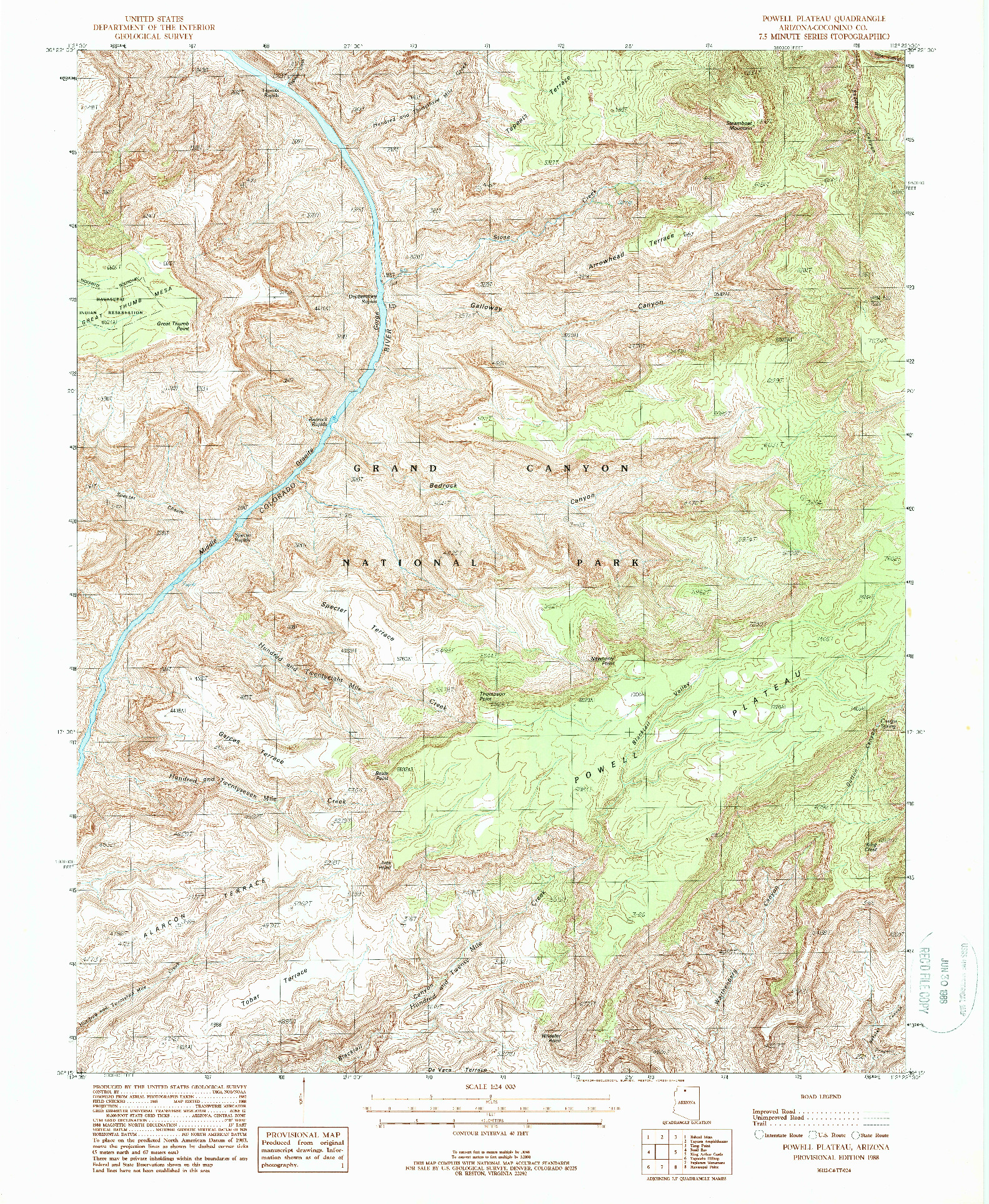 USGS 1:24000-SCALE QUADRANGLE FOR POWELL PLATEAU, AZ 1988