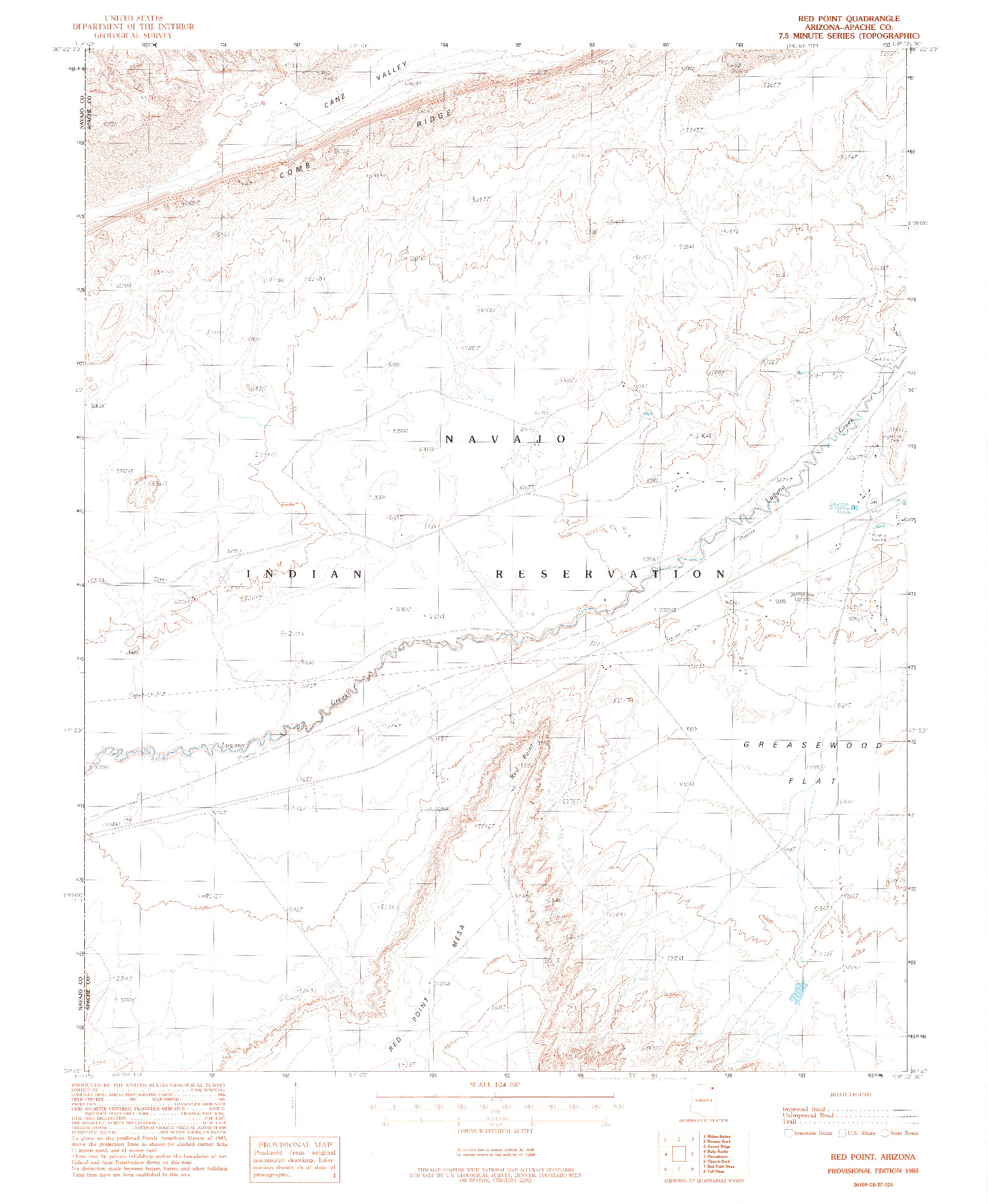 USGS 1:24000-SCALE QUADRANGLE FOR RED POINT, AZ 1988