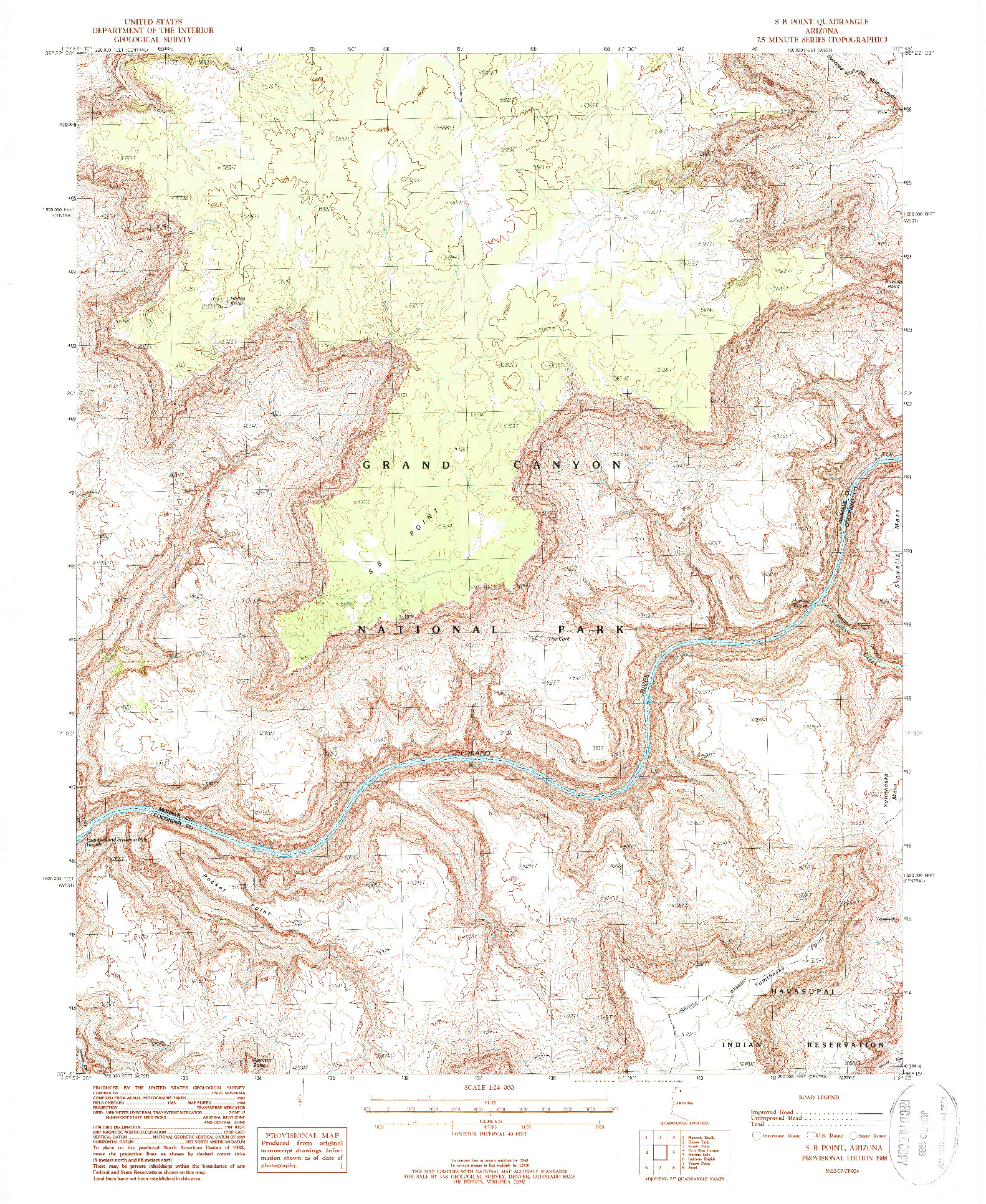 USGS 1:24000-SCALE QUADRANGLE FOR S B POINT, AZ 1988