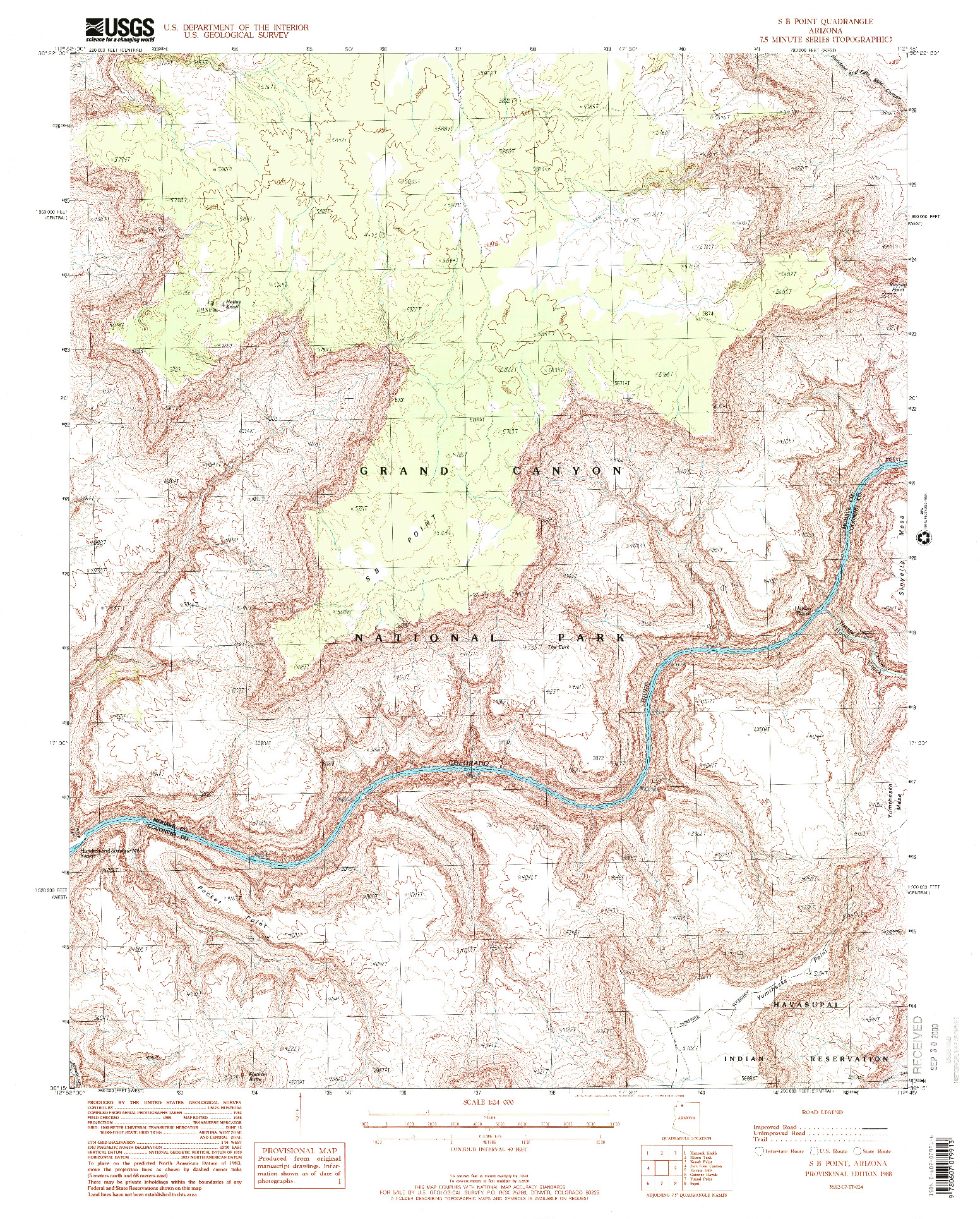 USGS 1:24000-SCALE QUADRANGLE FOR S B POINT, AZ 1988