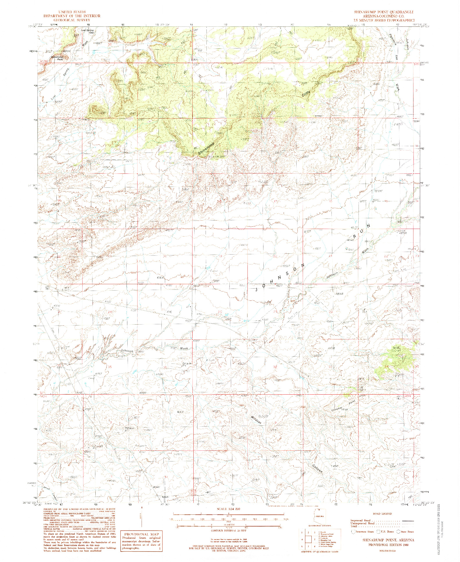 USGS 1:24000-SCALE QUADRANGLE FOR SHINARUMP POINT, AZ 1988
