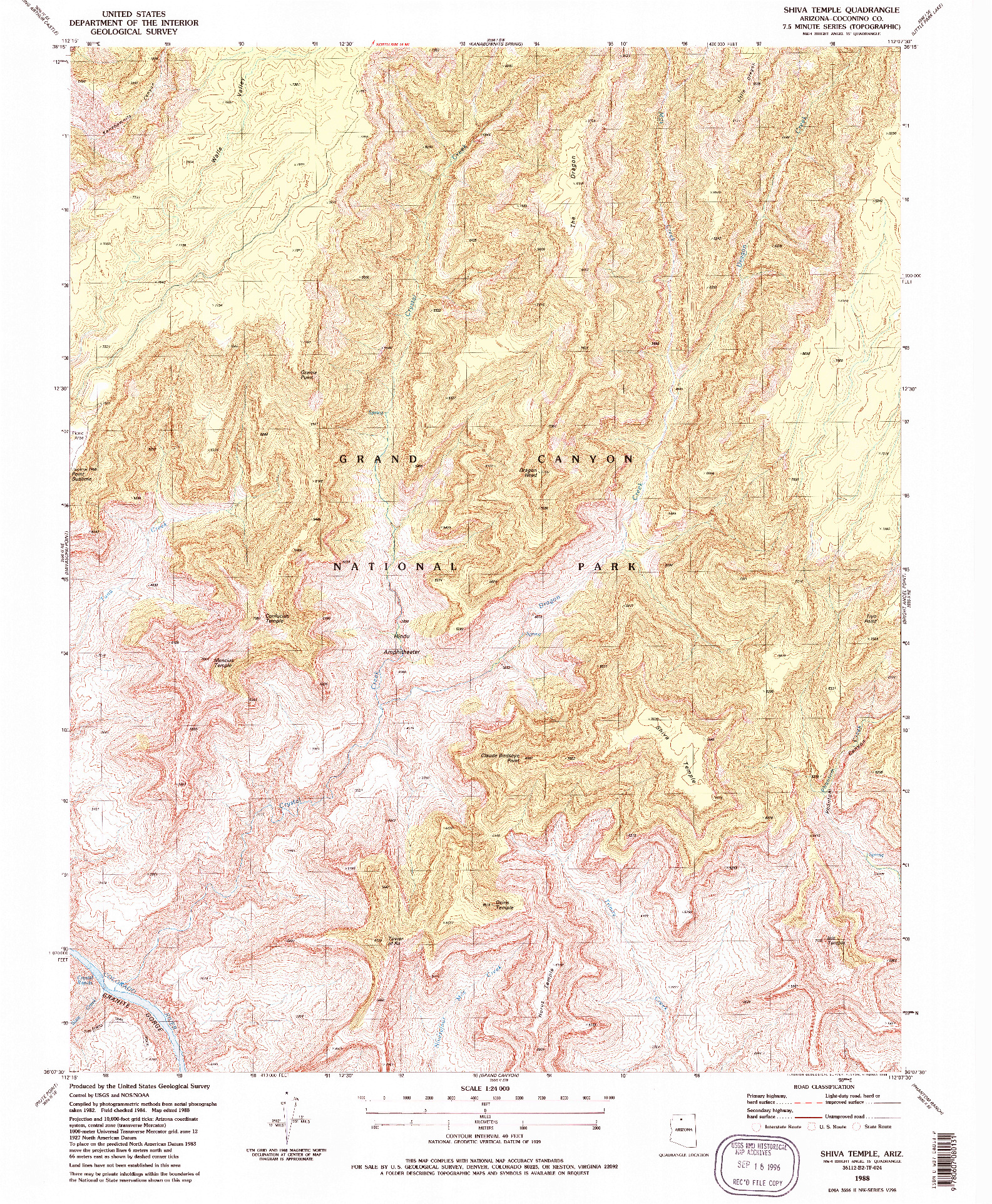 USGS 1:24000-SCALE QUADRANGLE FOR SHIVA TEMPLE, AZ 1988