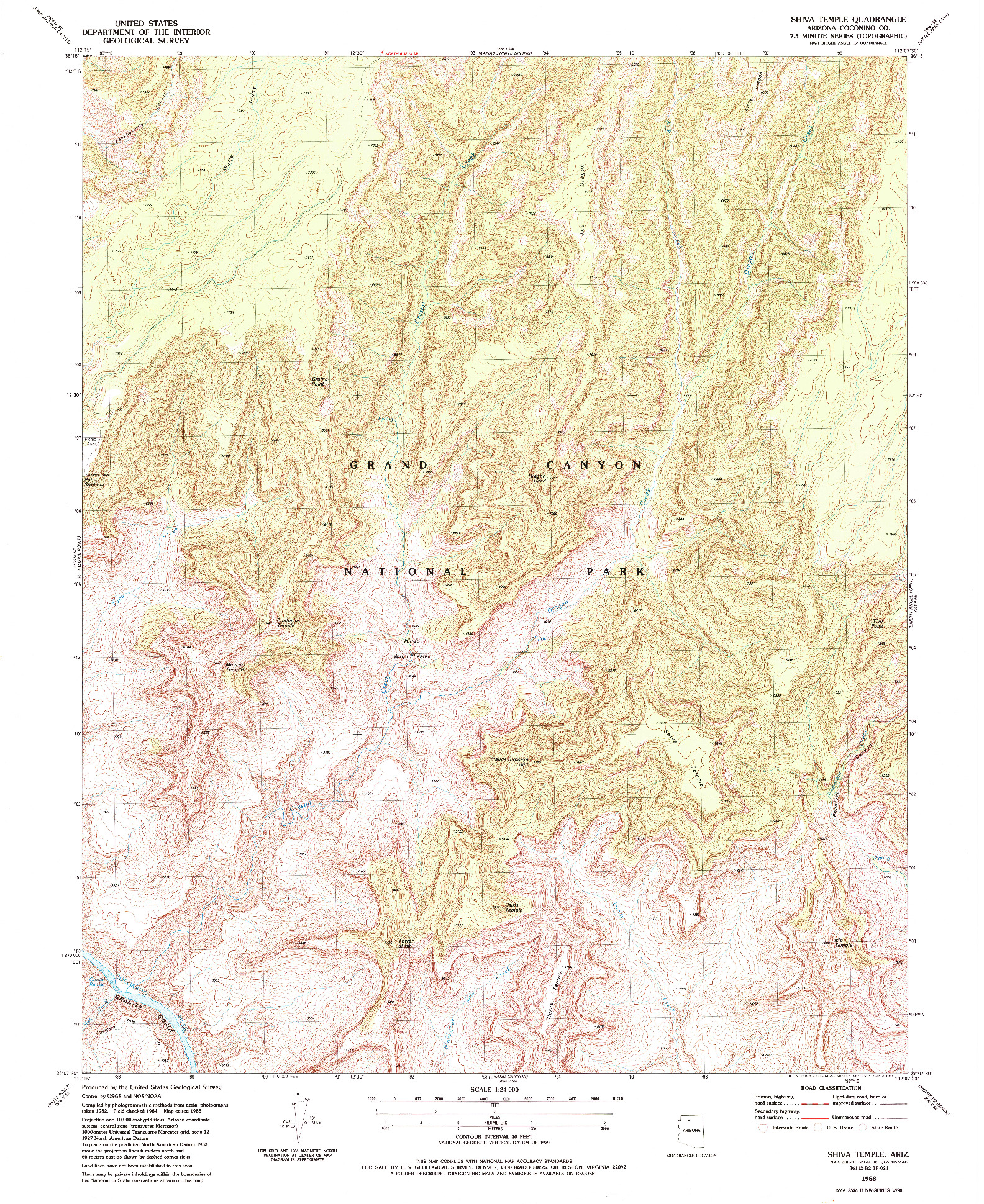 USGS 1:24000-SCALE QUADRANGLE FOR SHIVA TEMPLE, AZ 1988