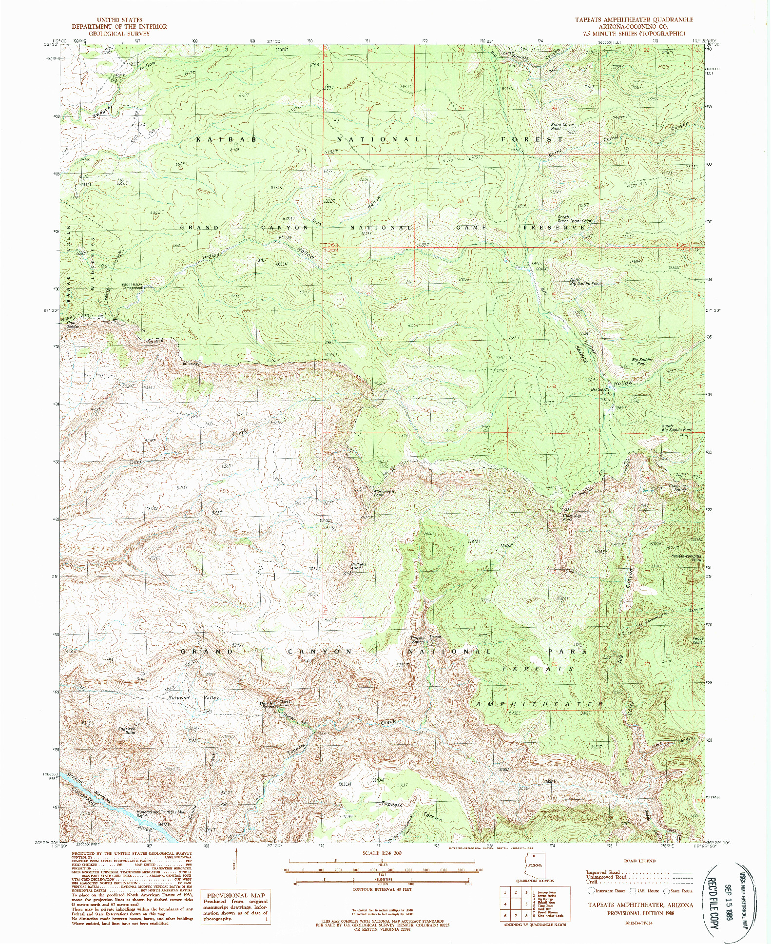 USGS 1:24000-SCALE QUADRANGLE FOR TAPEATS AMPHITHEATER, AZ 1988