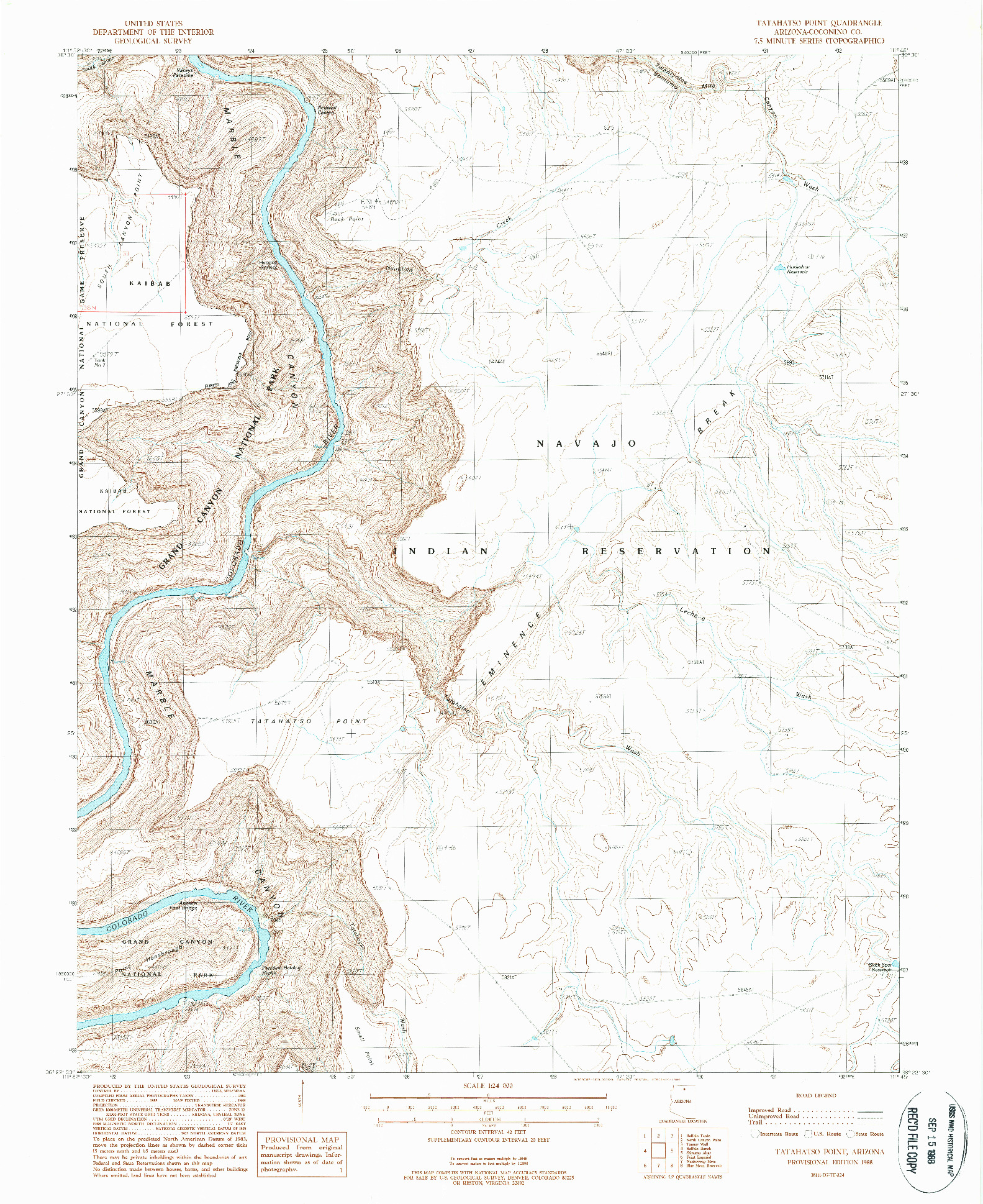 USGS 1:24000-SCALE QUADRANGLE FOR TATAHATSO POINT, AZ 1988