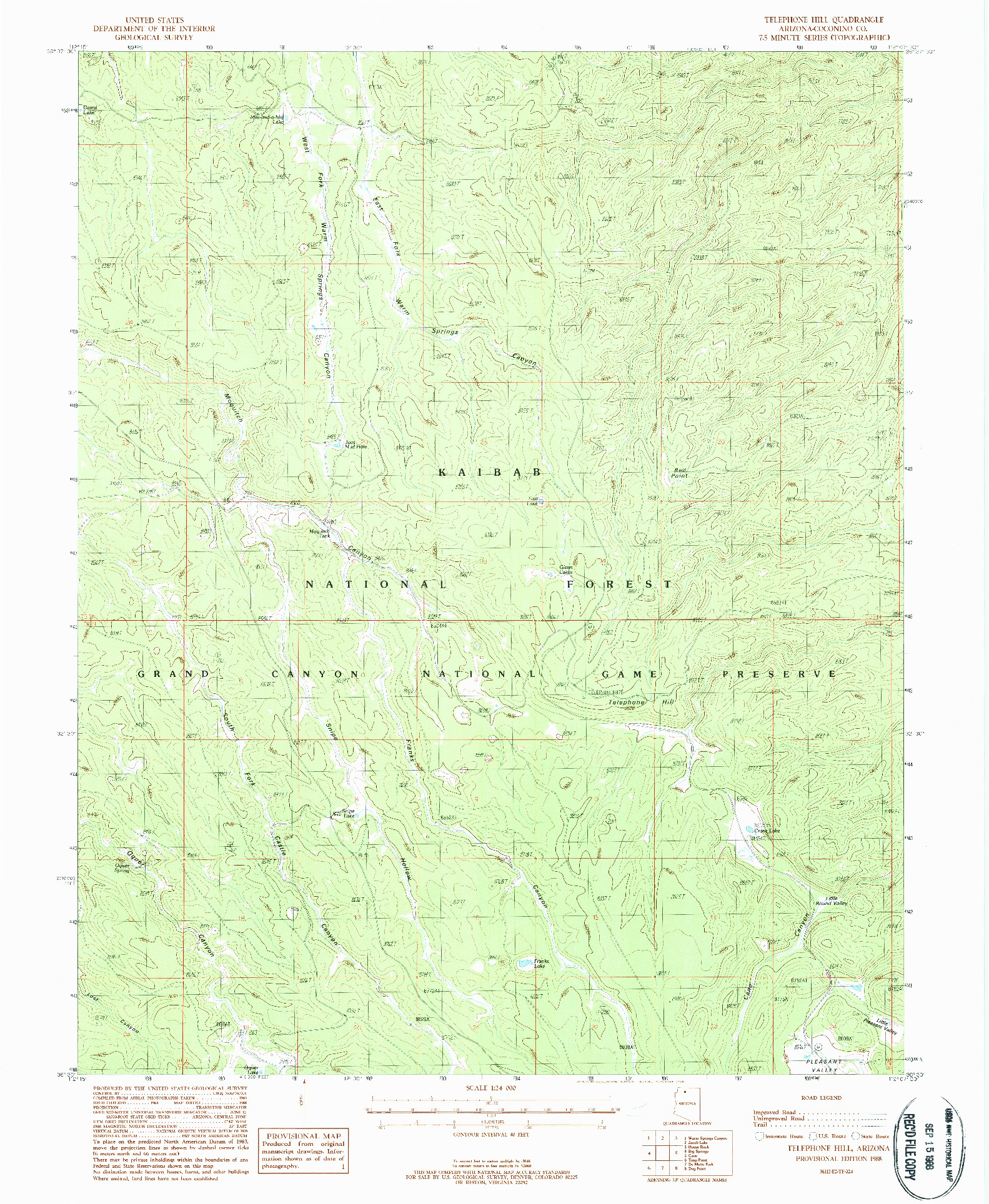 USGS 1:24000-SCALE QUADRANGLE FOR TELEPHONE HILL, AZ 1988
