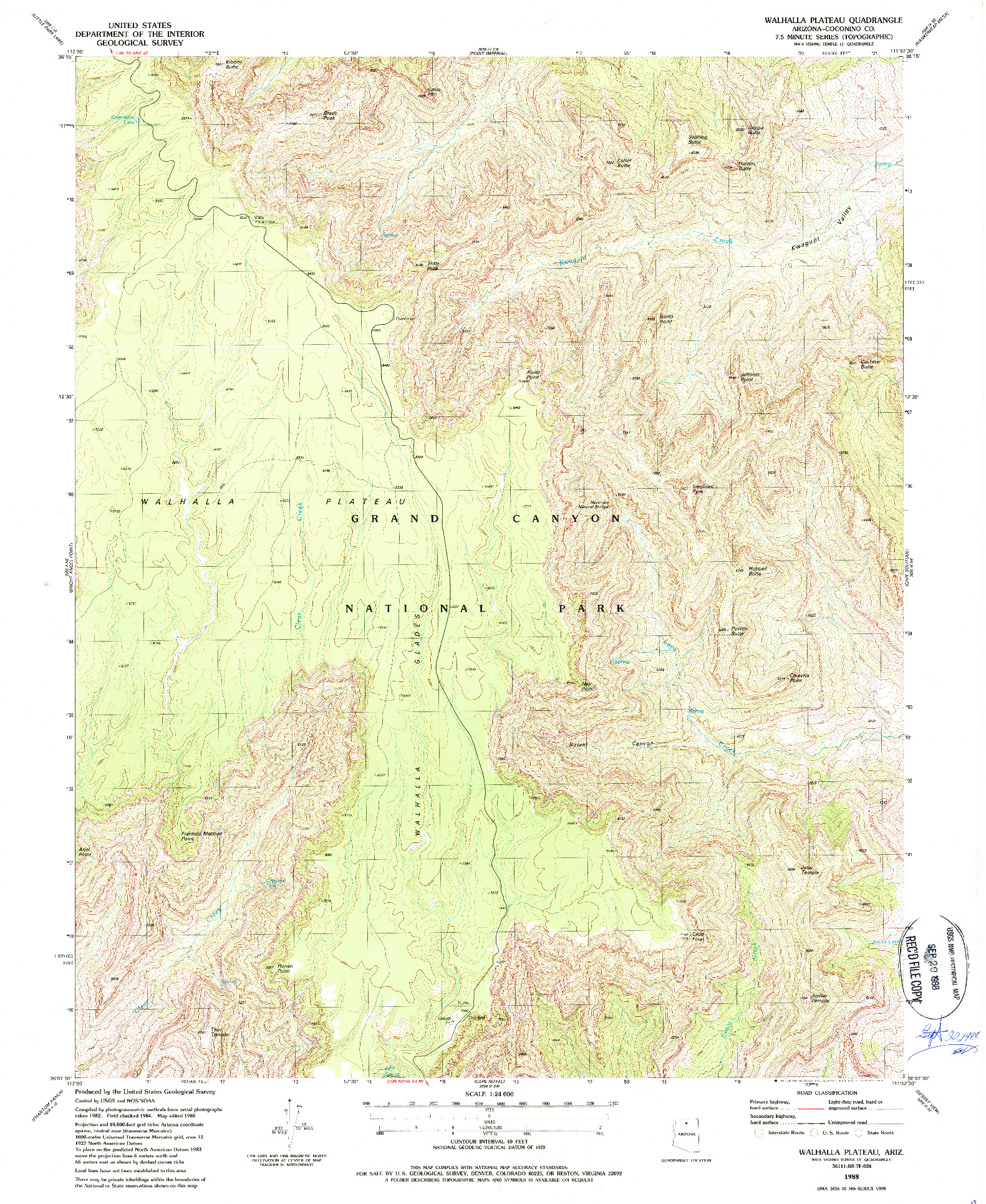 USGS 1:24000-SCALE QUADRANGLE FOR WALHALLA PLATEAU, AZ 1988