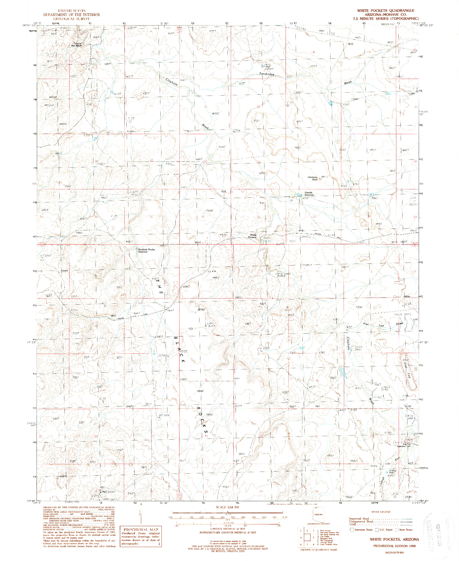 USGS 1:24000-SCALE QUADRANGLE FOR WHITE POCKETS, AZ 1988
