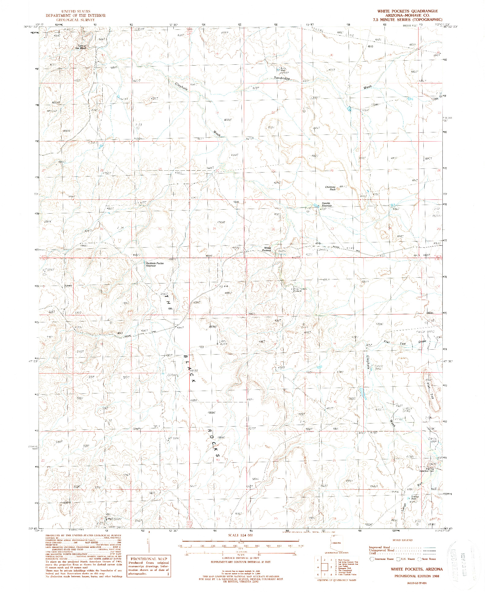 USGS 1:24000-SCALE QUADRANGLE FOR WHITE POCKETS, AZ 1988