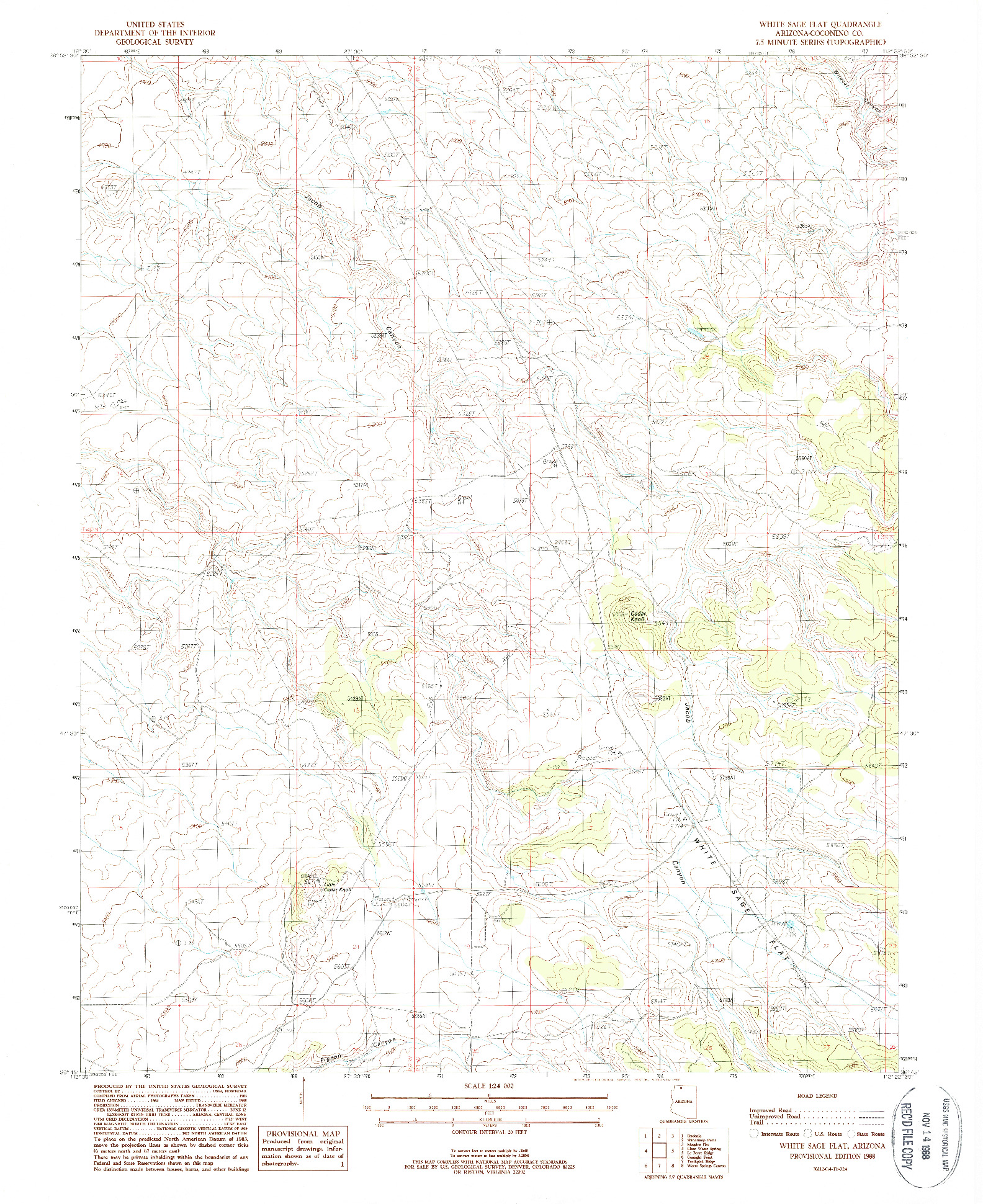 USGS 1:24000-SCALE QUADRANGLE FOR WHITE SAGE FLAT, AZ 1988