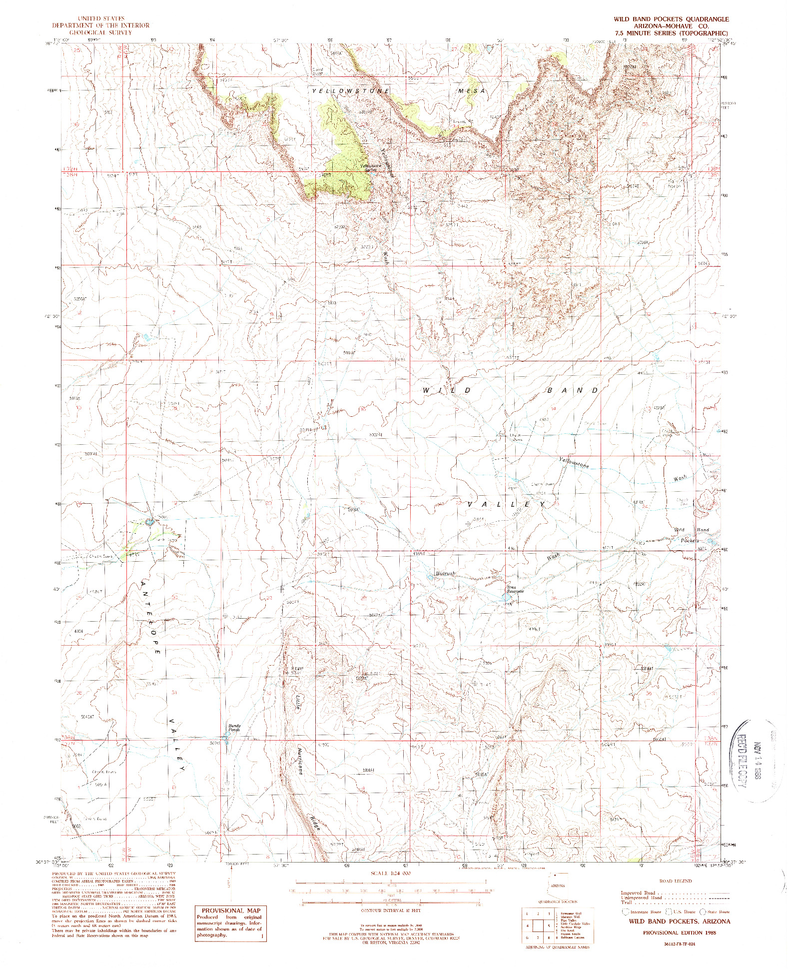 USGS 1:24000-SCALE QUADRANGLE FOR WILD BAND POCKETS, AZ 1988