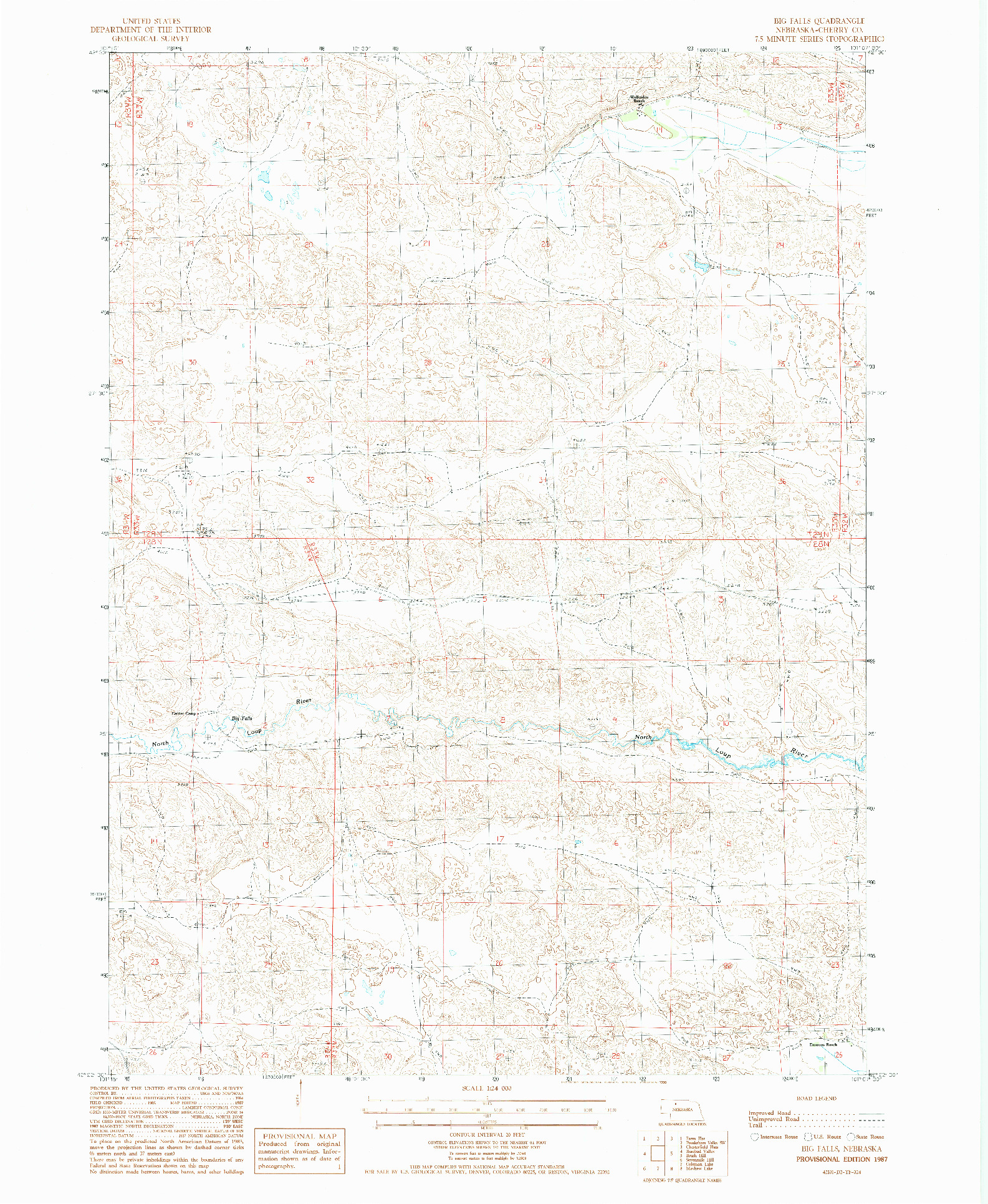 USGS 1:24000-SCALE QUADRANGLE FOR BIG FALLS, NE 1987