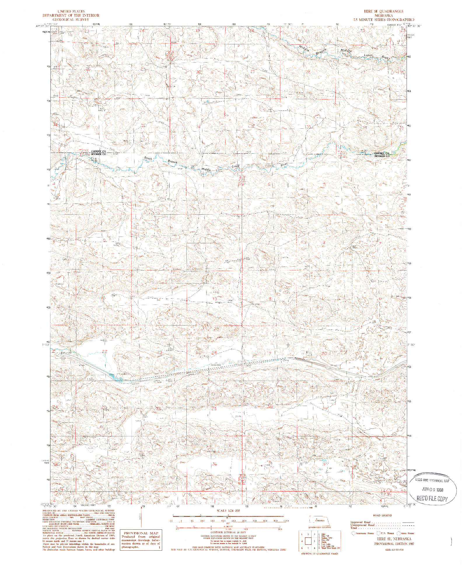 USGS 1:24000-SCALE QUADRANGLE FOR HIRE SE, NE 1987