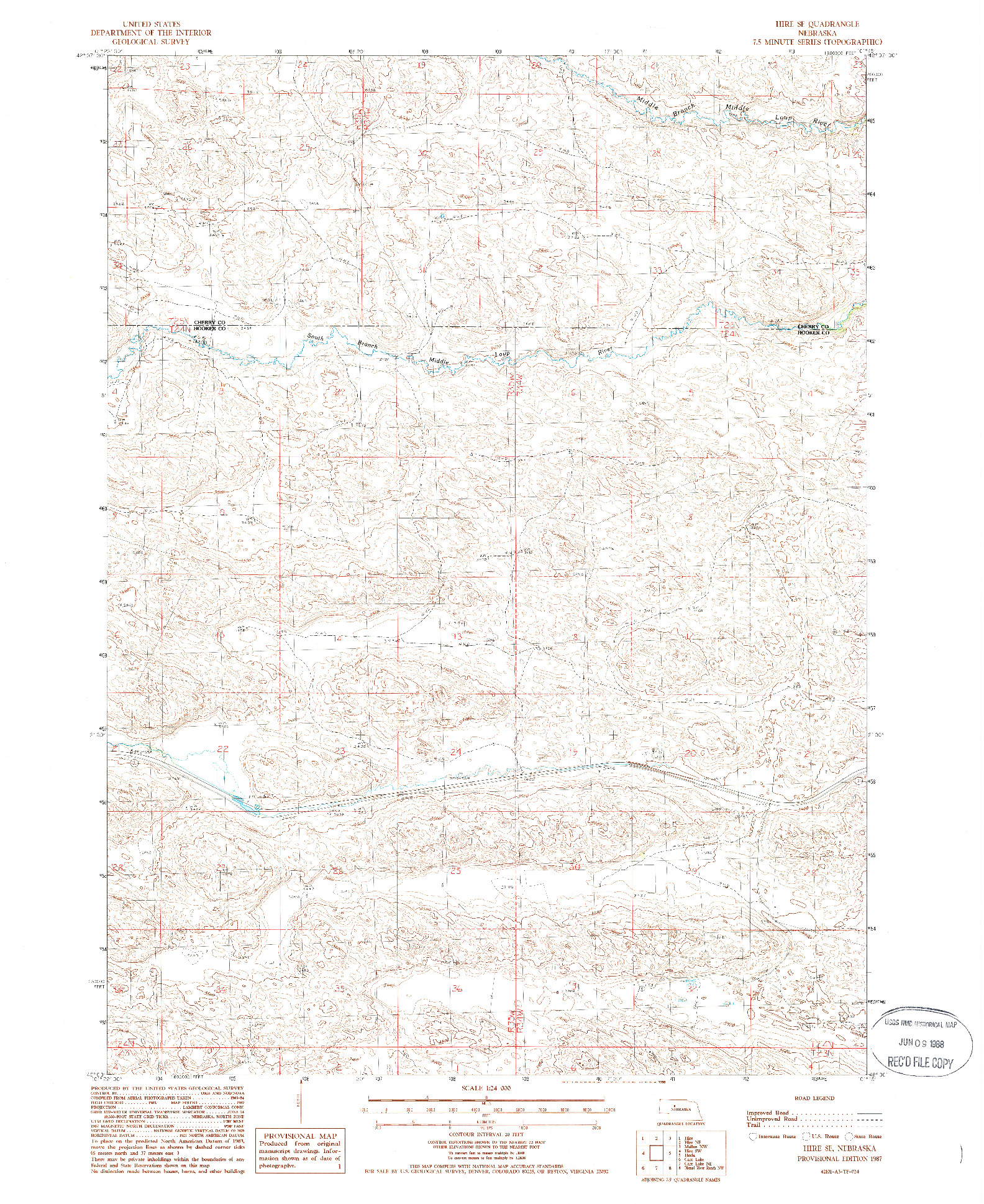 USGS 1:24000-SCALE QUADRANGLE FOR HIRE SE, NE 1987
