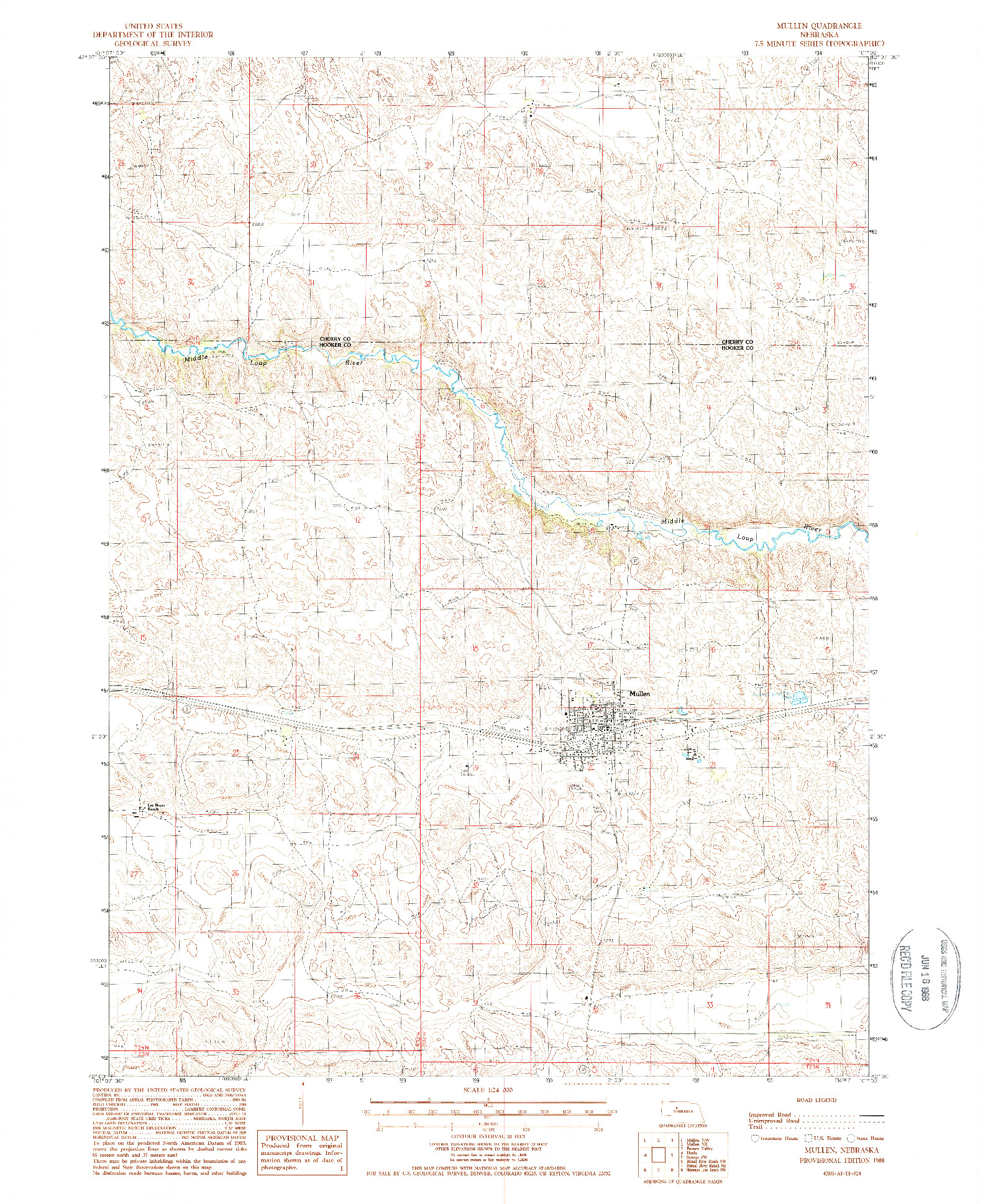 USGS 1:24000-SCALE QUADRANGLE FOR MULLEN, NE 1988