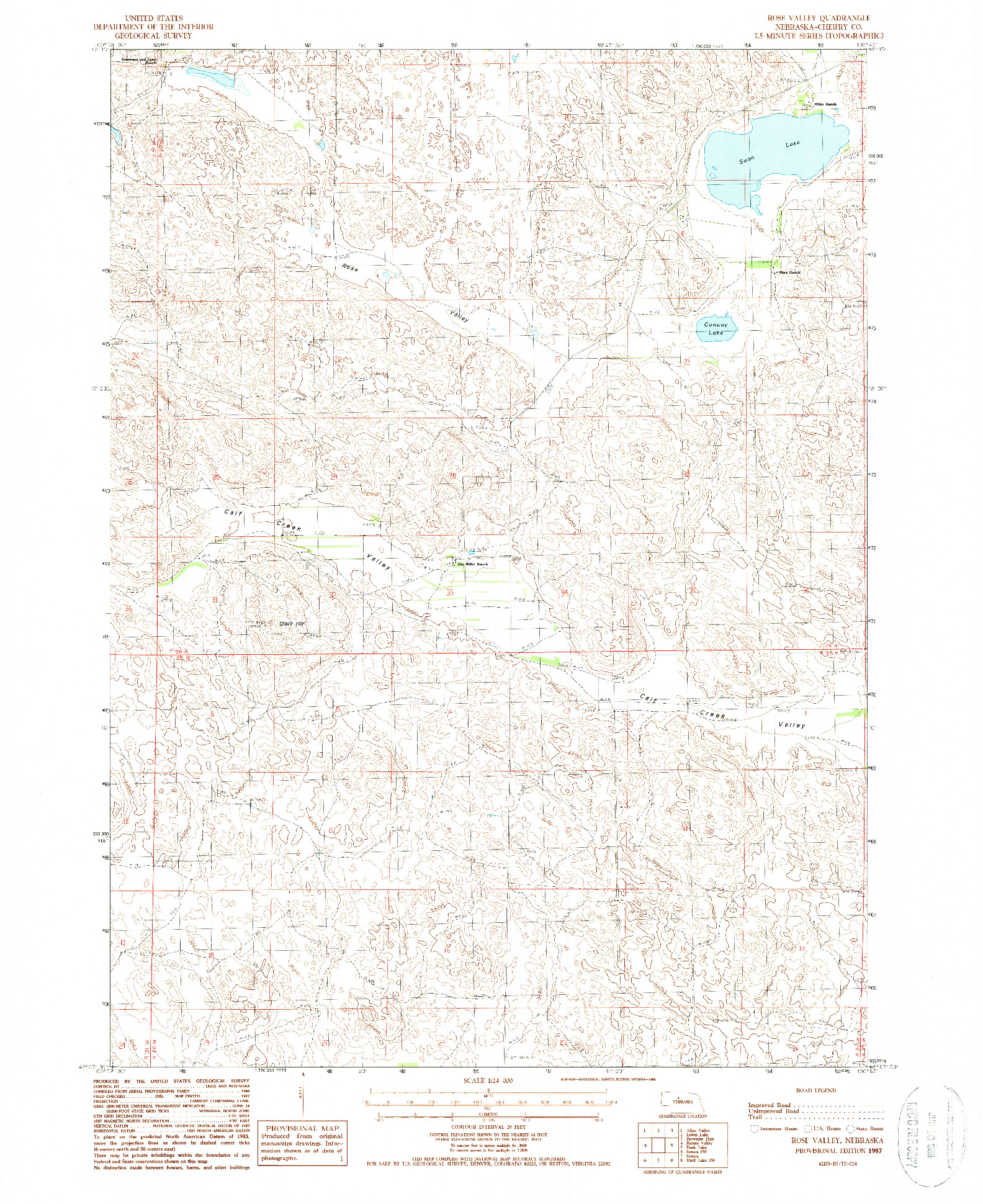 USGS 1:24000-SCALE QUADRANGLE FOR ROSE VALLEY, NE 1987