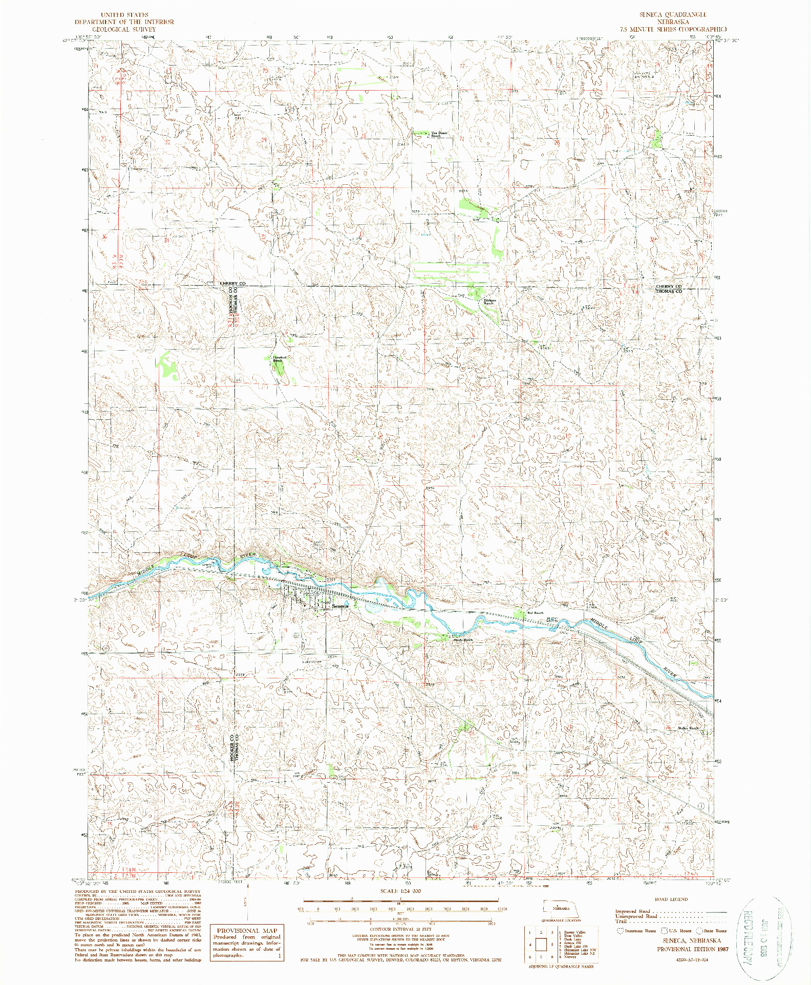 USGS 1:24000-SCALE QUADRANGLE FOR SENECA, NE 1987
