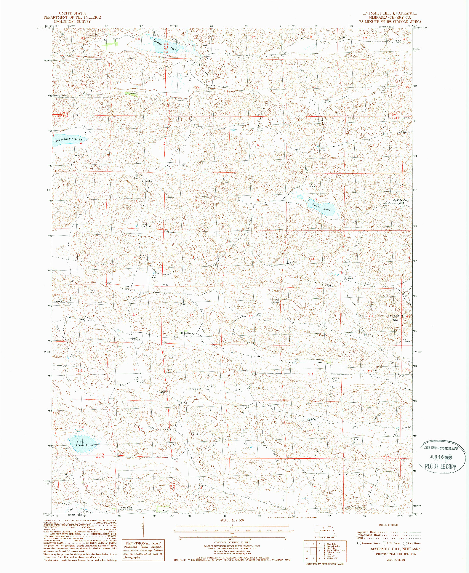 USGS 1:24000-SCALE QUADRANGLE FOR SEVENMILE HILL, NE 1987