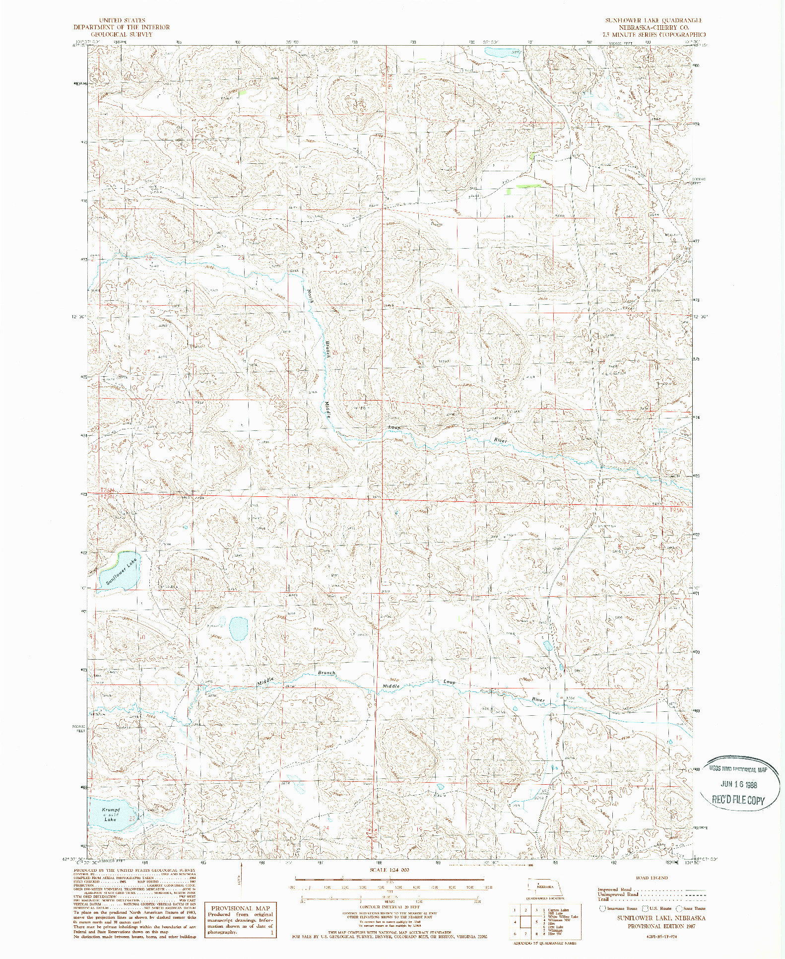 USGS 1:24000-SCALE QUADRANGLE FOR SUNFLOWER LAKE, NE 1987
