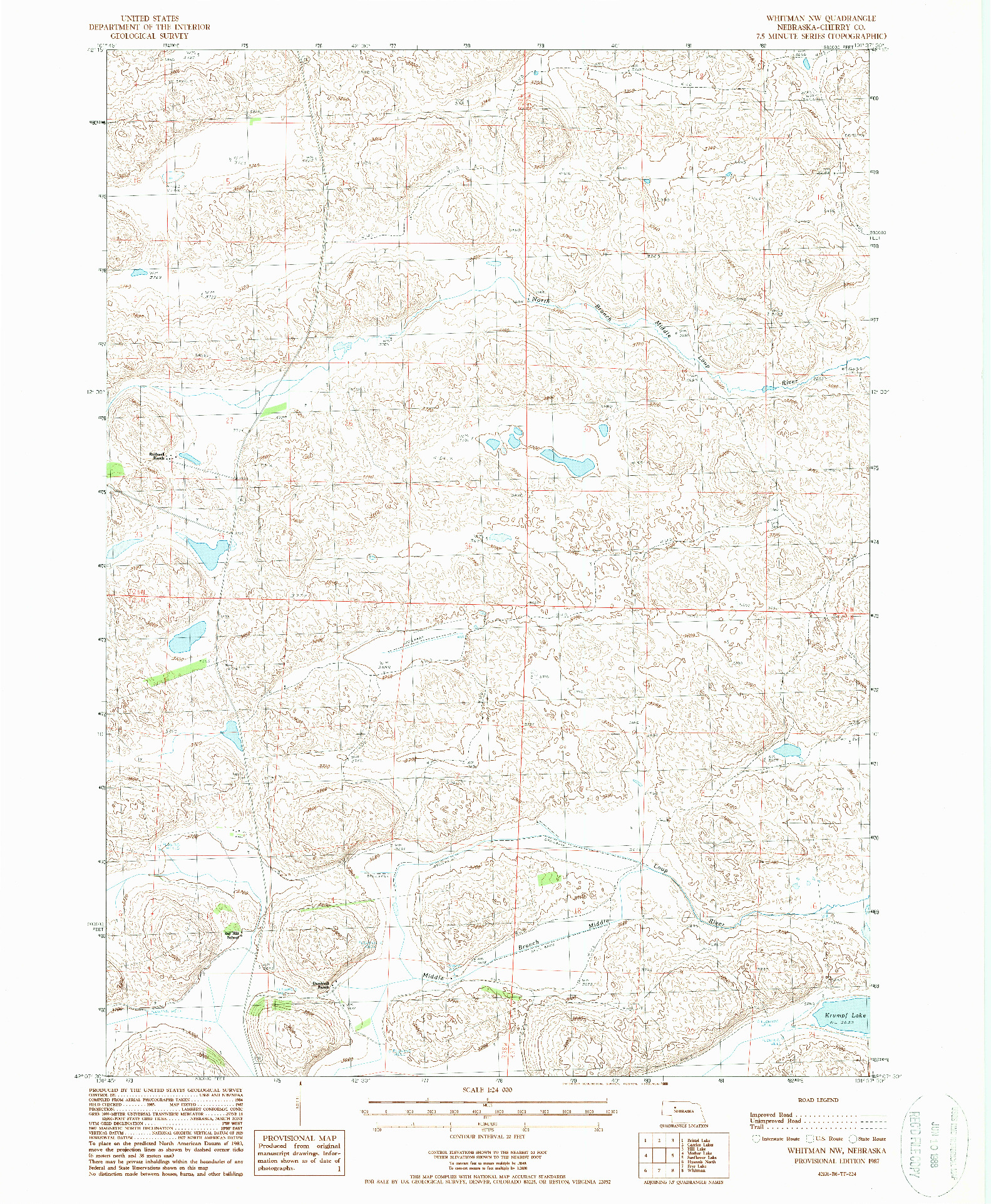 USGS 1:24000-SCALE QUADRANGLE FOR WHITMAN NW, NE 1987