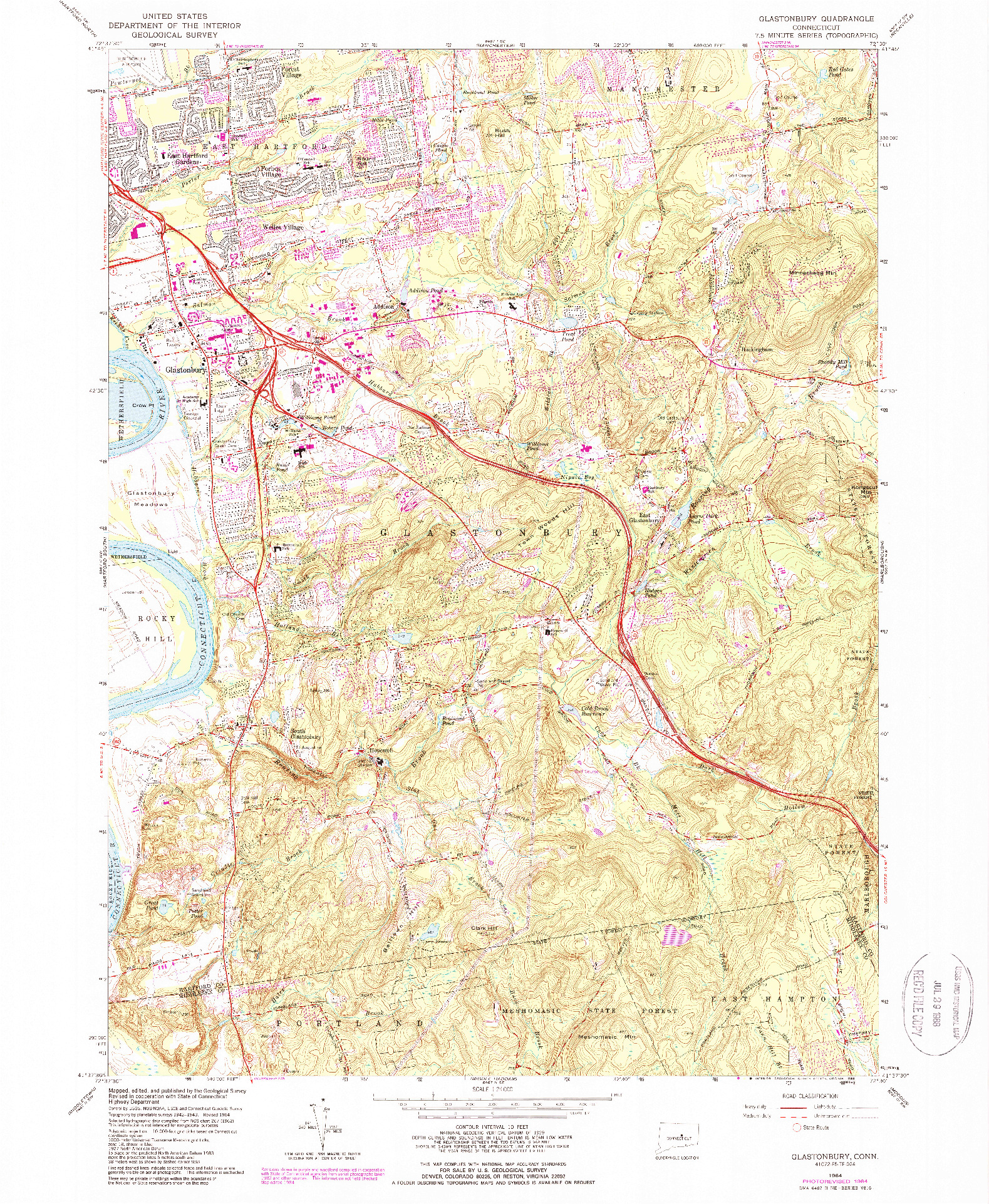 USGS 1:24000-SCALE QUADRANGLE FOR GLASTONBURY, CT 1964